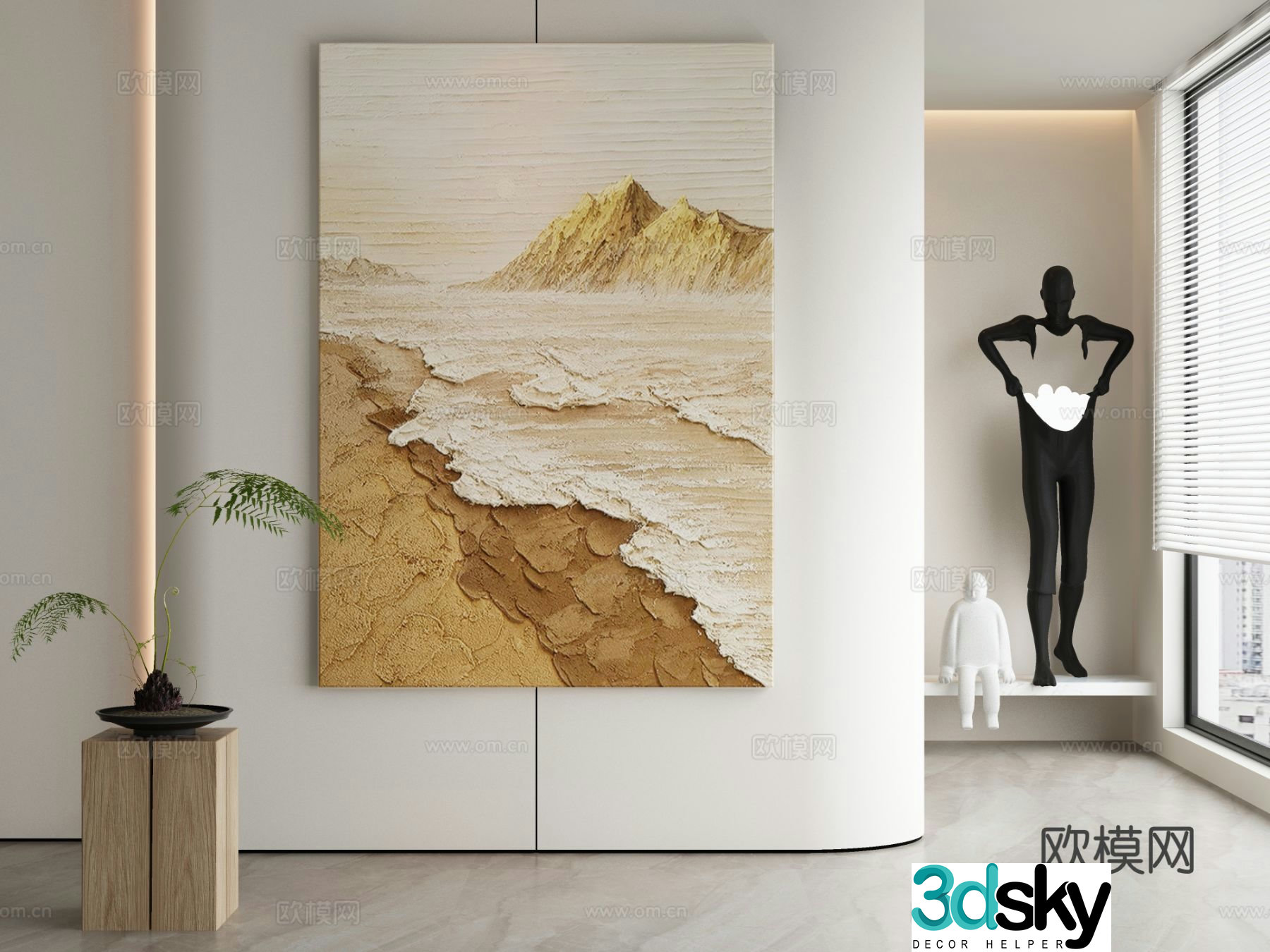 Modern landscape painting decorative painting 3d model