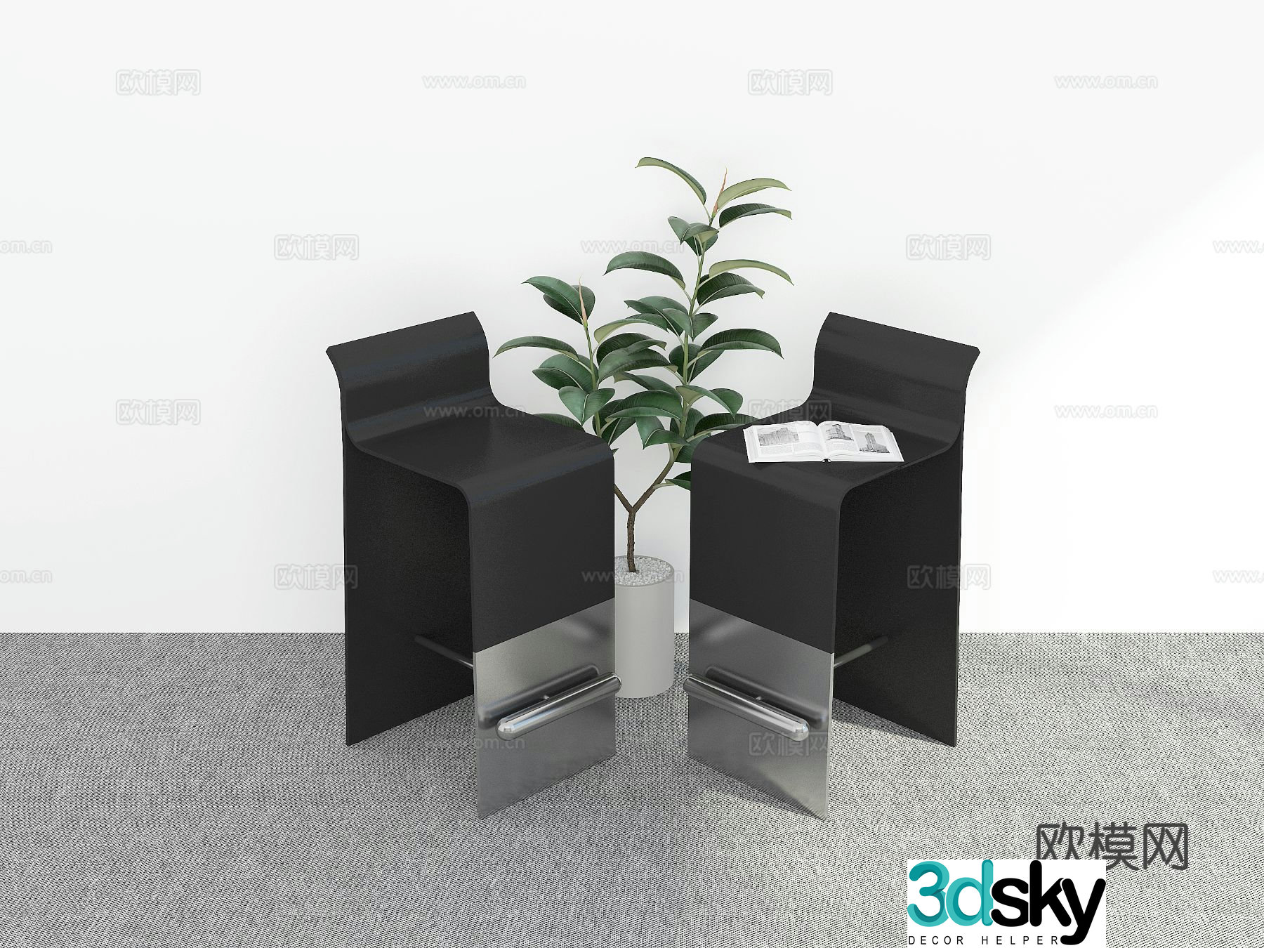 Modern bar stool bar stool high stool 3d model
