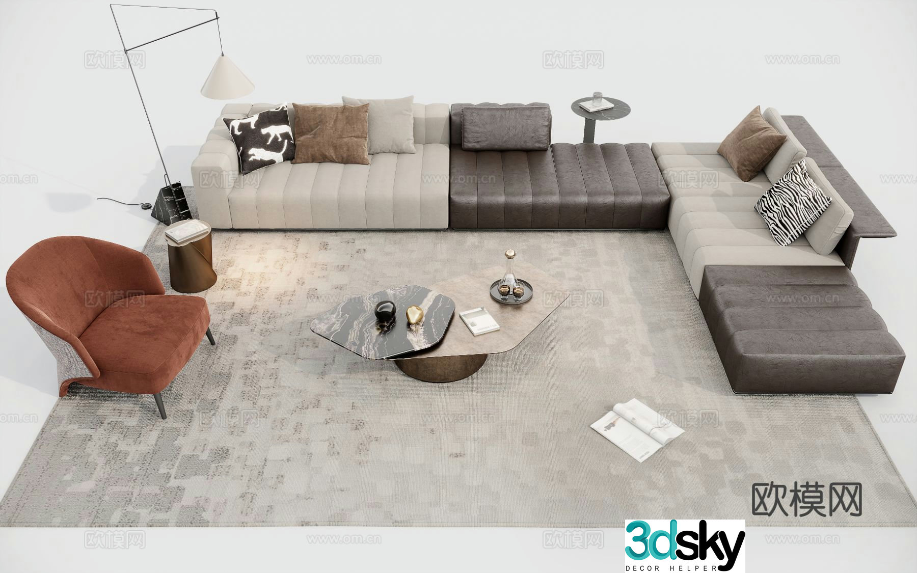 Modern sectional sofa 3d model