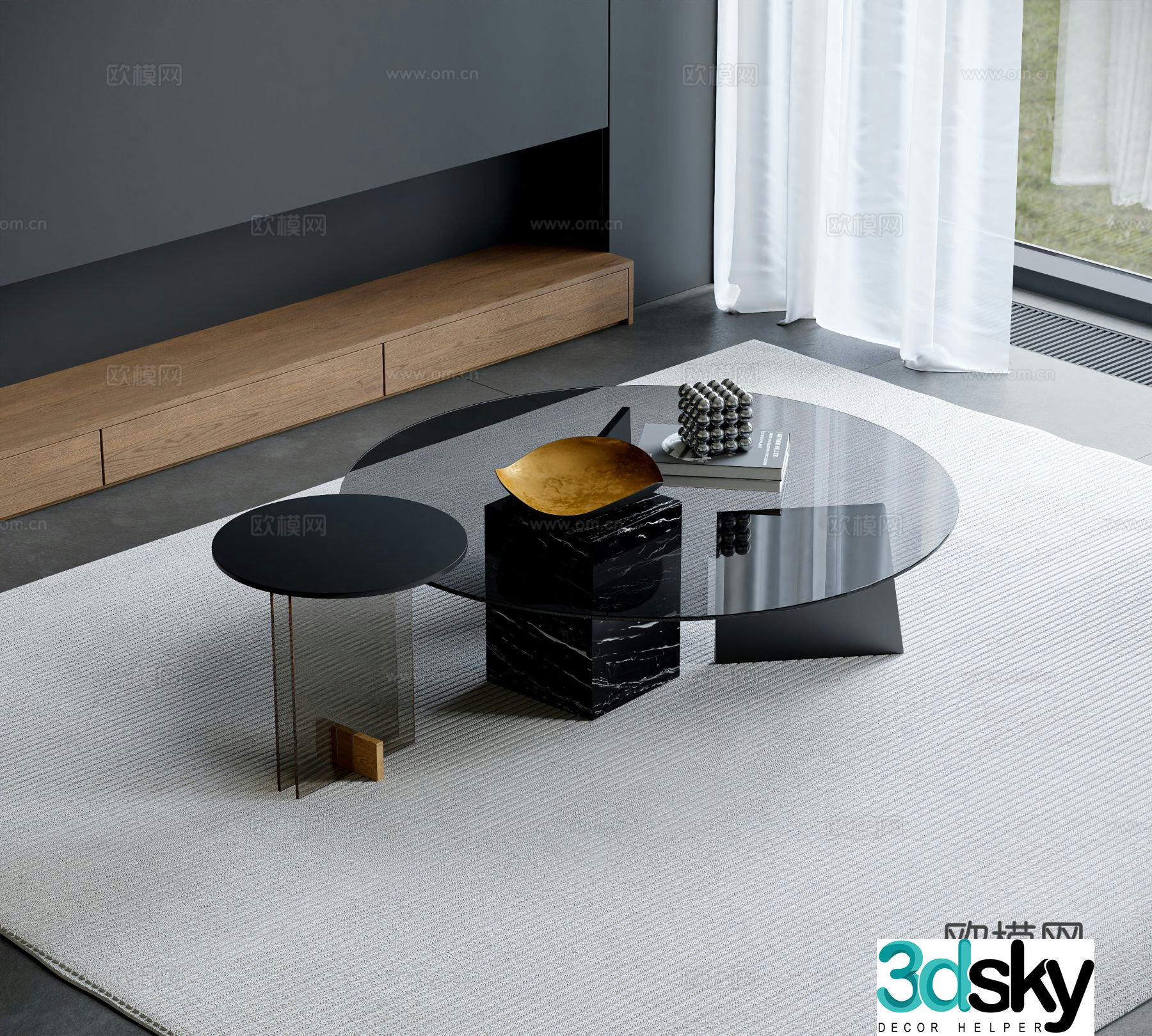 Modern double coffee table 3d model