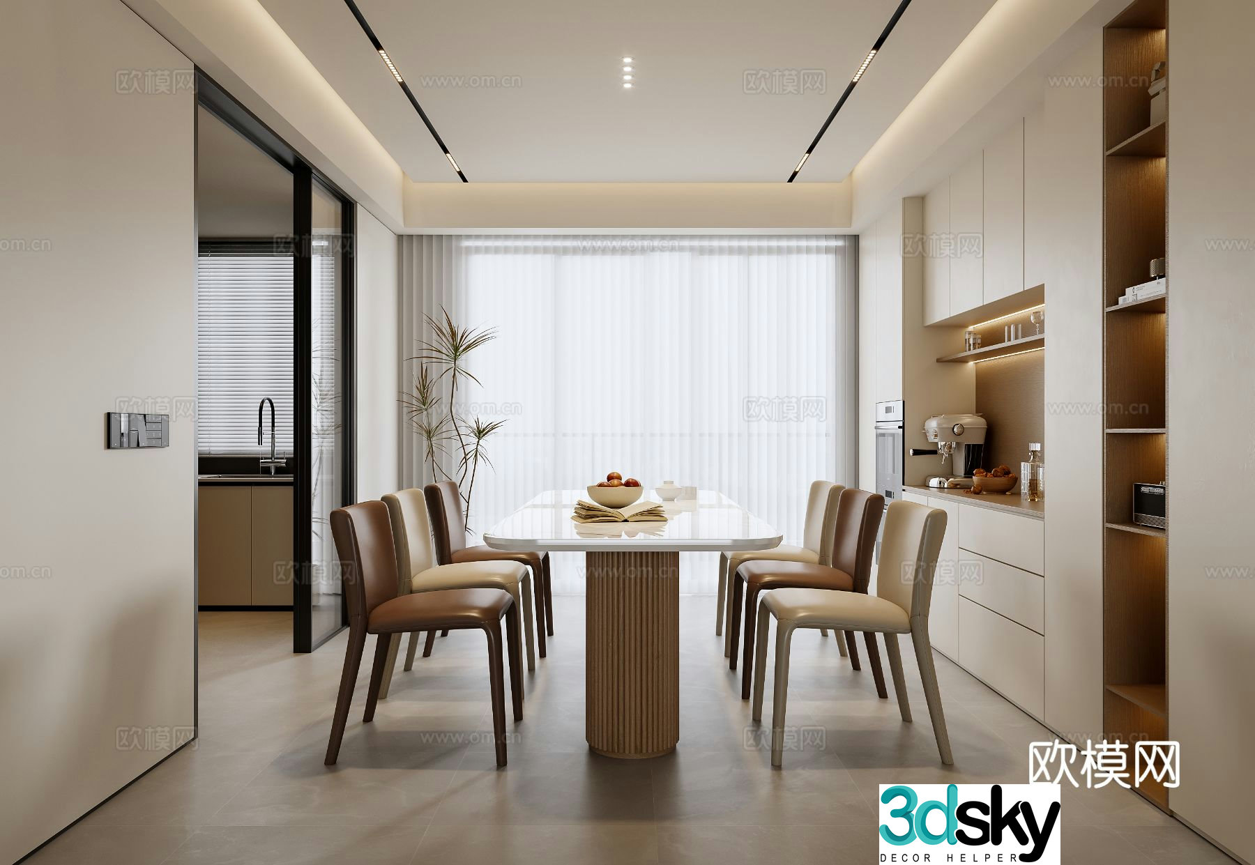 Cream style restaurant 3d model