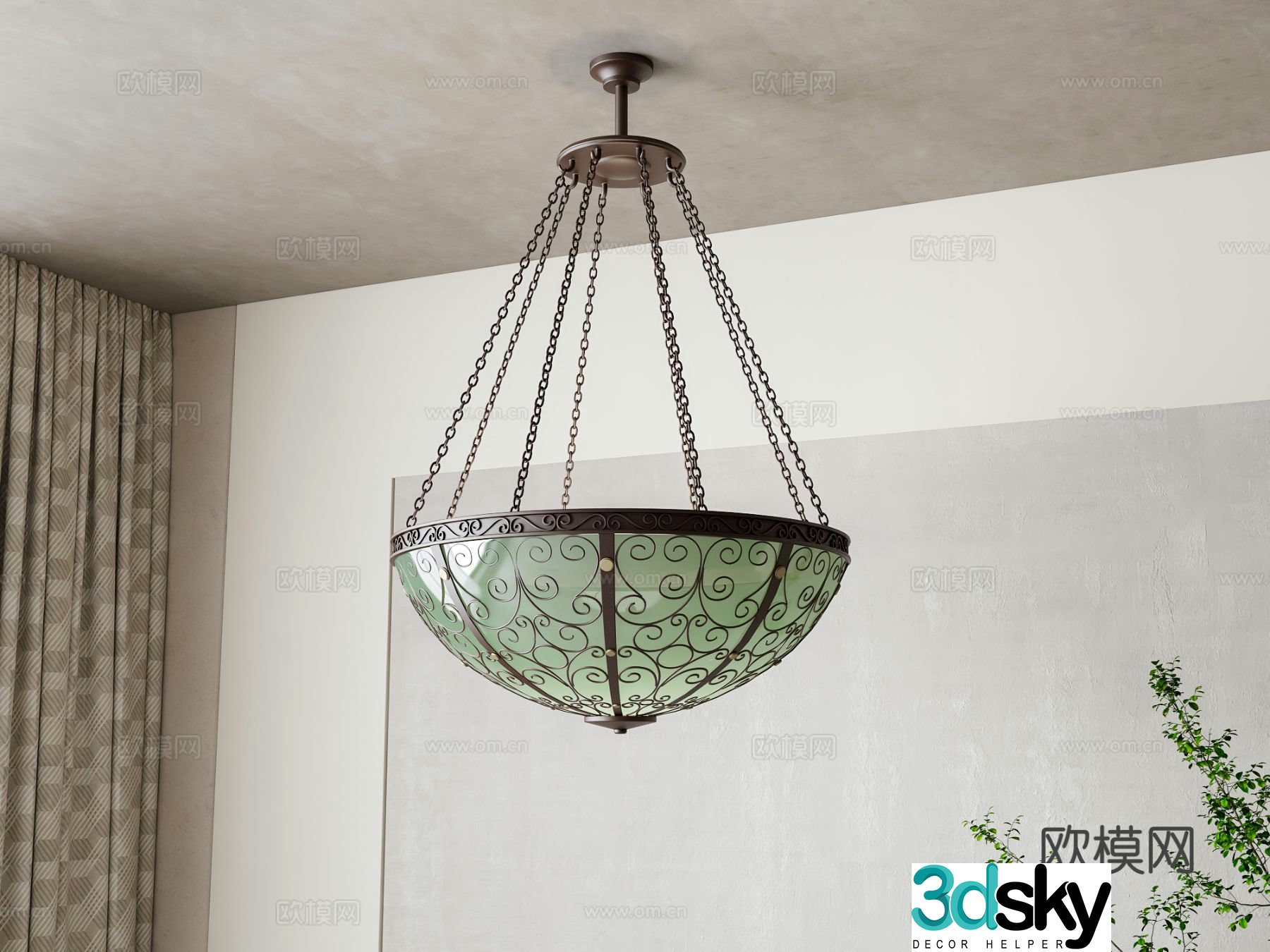 American chain chandelier 3d model
