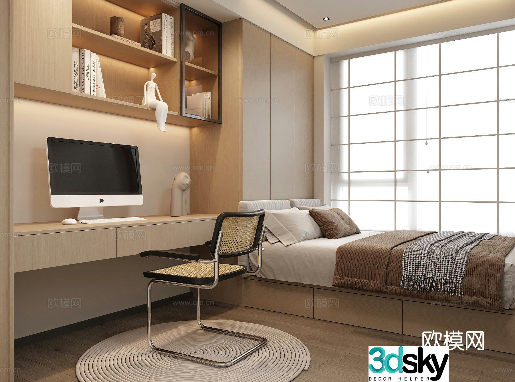 Modern tatami bedroom 3d model