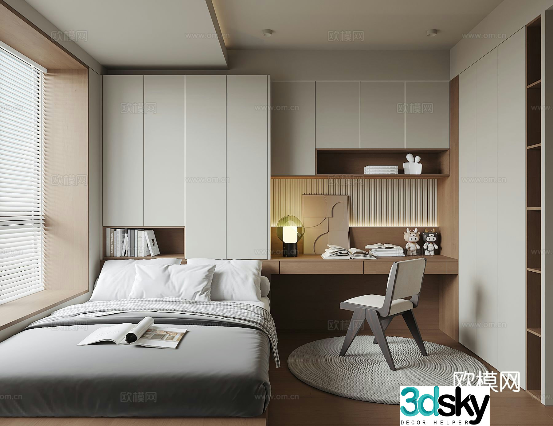 Modern tatami bedroom 3d model