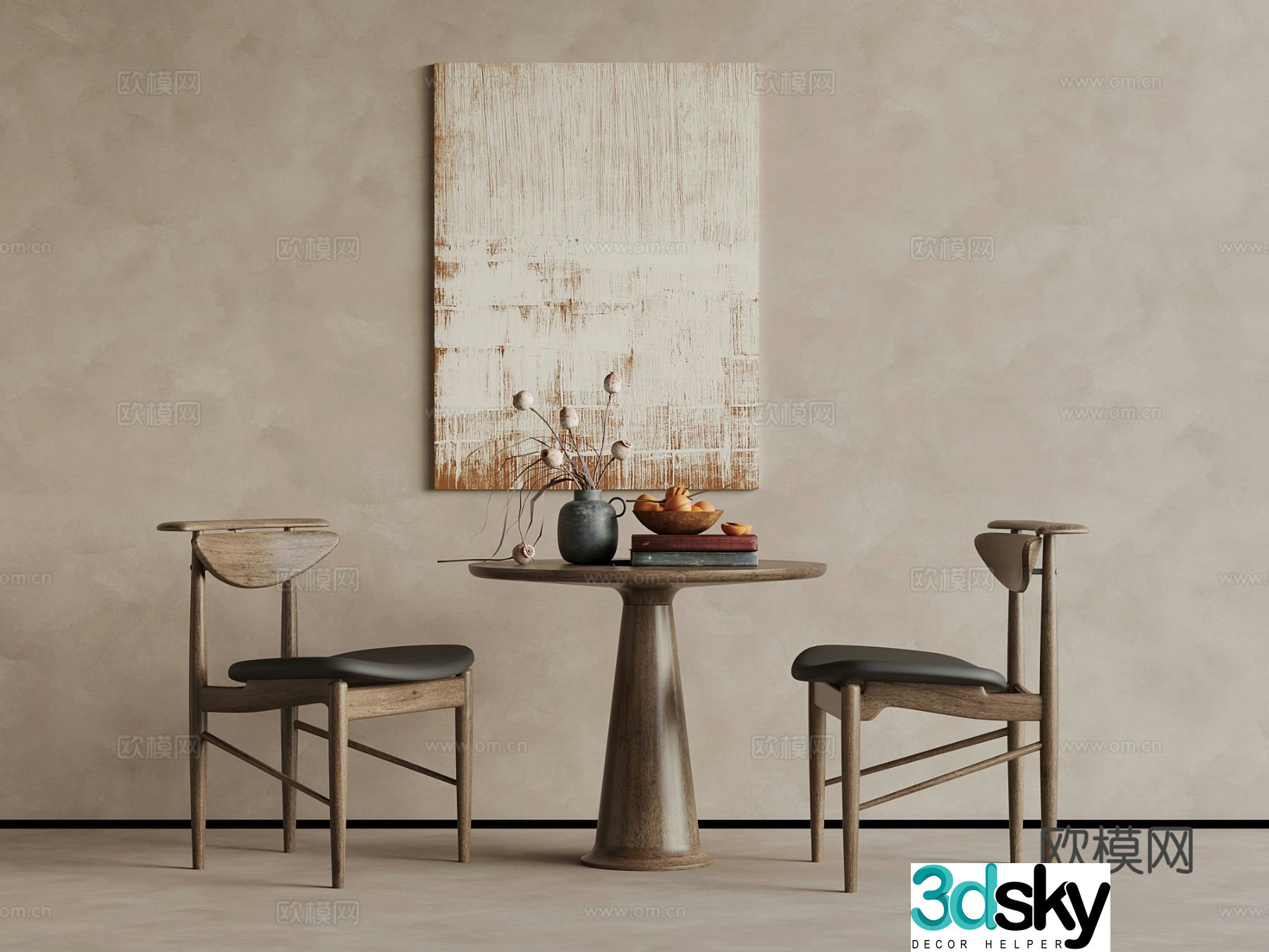 Wabi Sabi Leisure Table and Chair Negotiation Table and Chair 3D Model