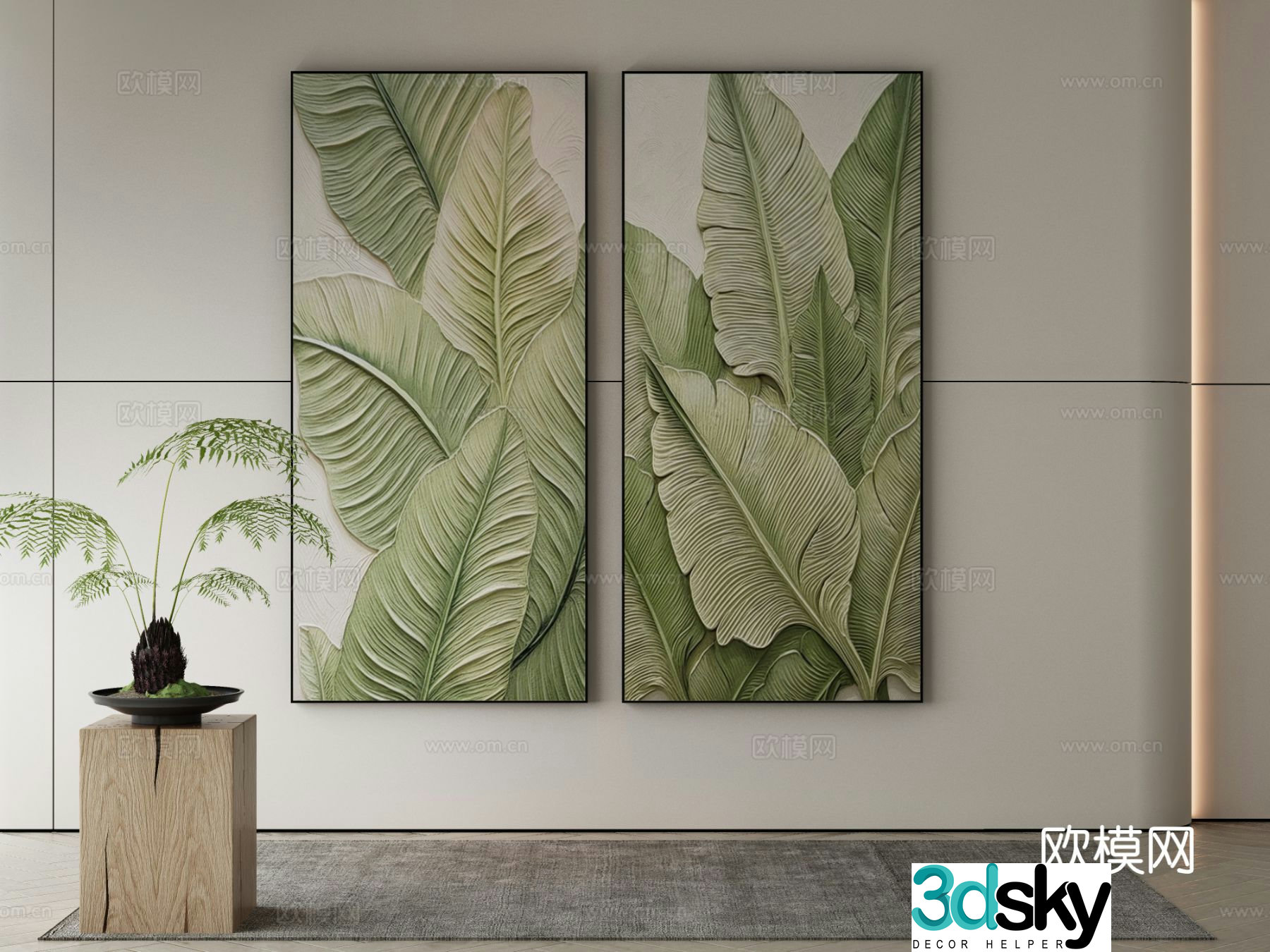 Modern botanical painting decorative painting 3d model