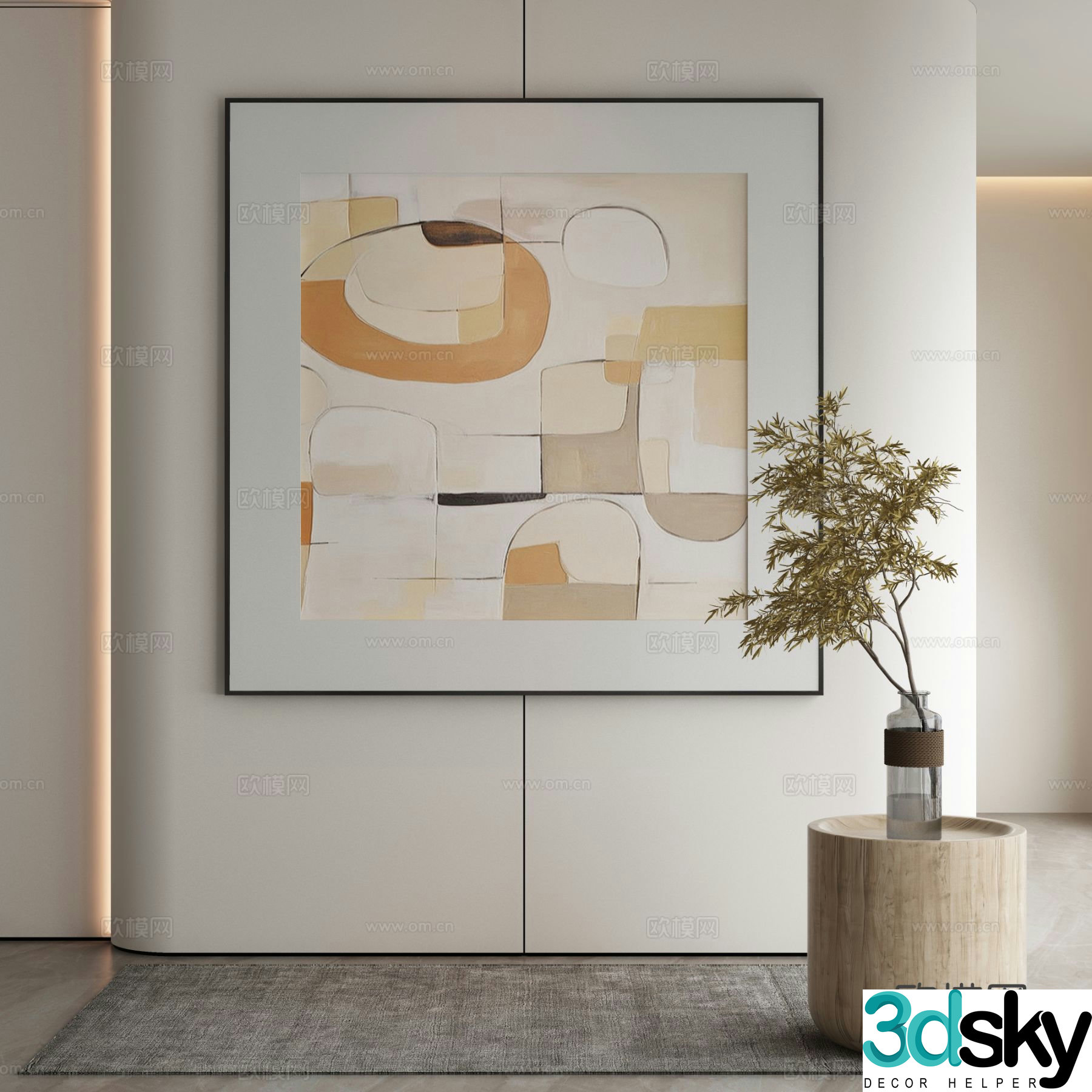 Modern decorative painting abstract painting texture painting 3d model