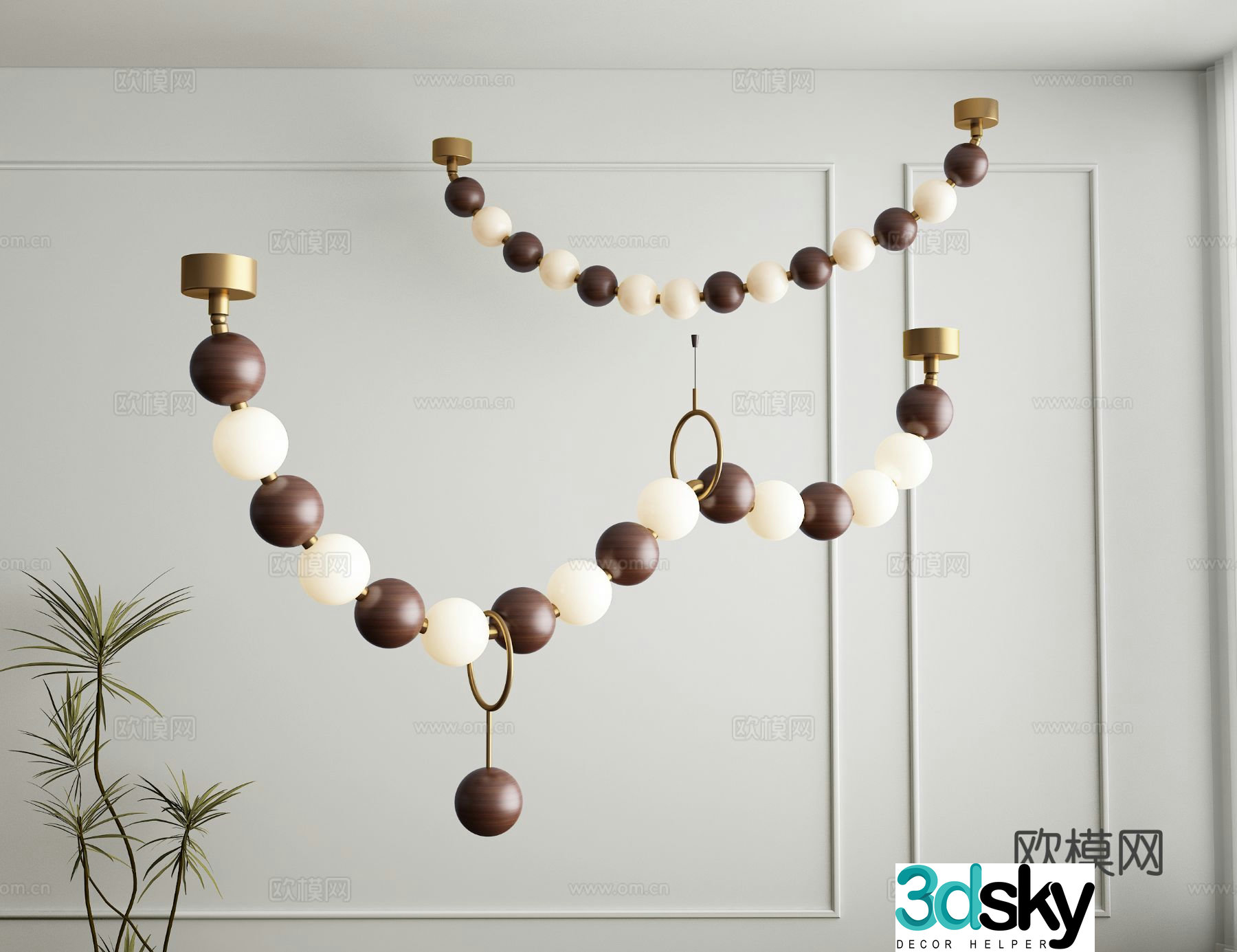 Modern beaded chandelier 3d model