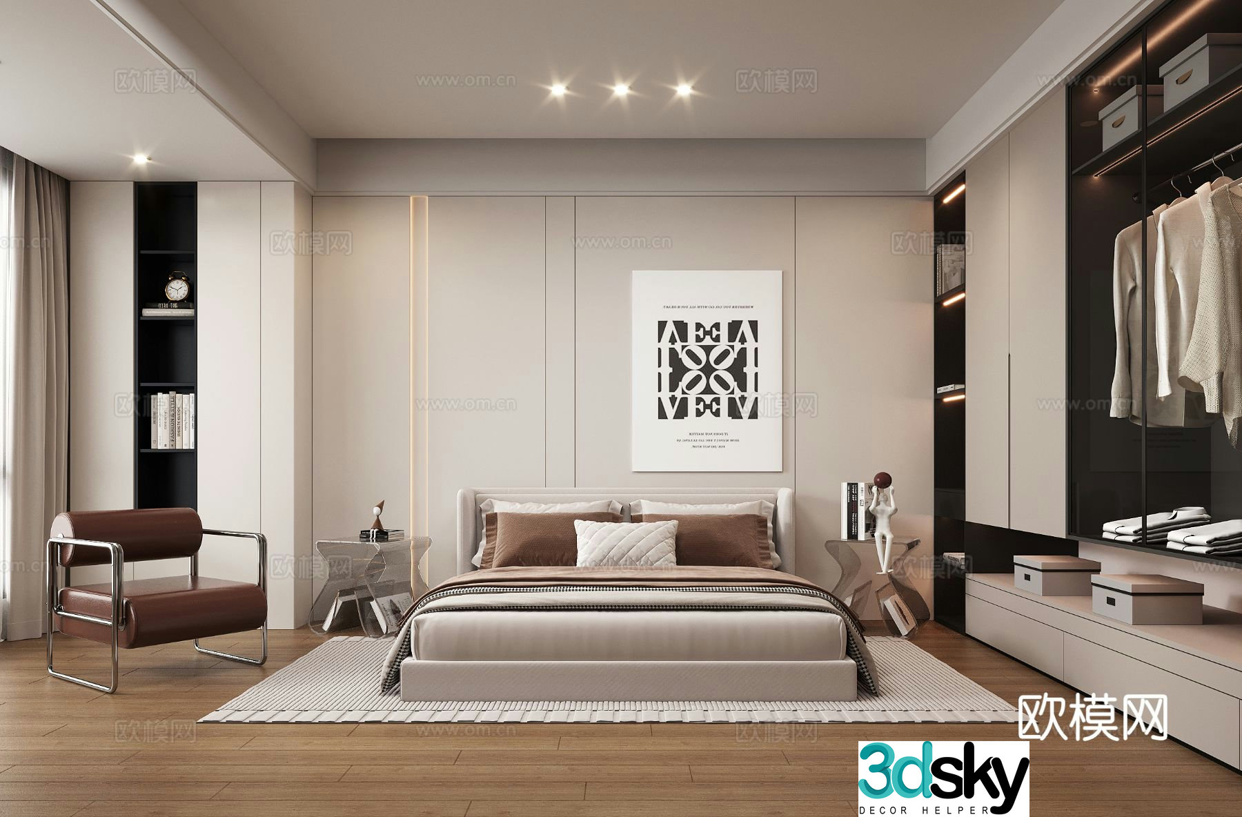 Modern bedroom master bedroom 3d model