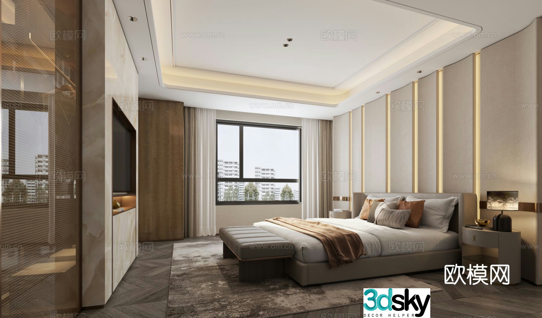 Light luxury bedroom master bedroom 3d model
