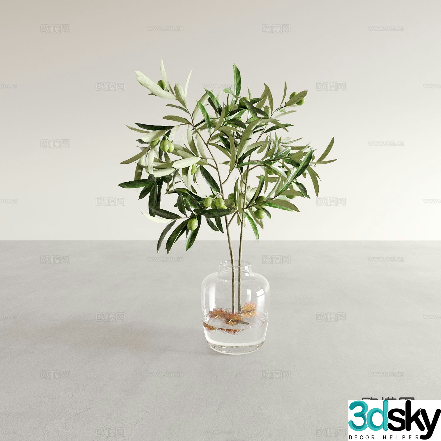vase floral green plant aquatic plant 3d model
