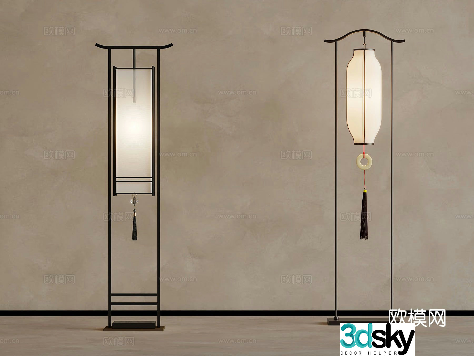 New Chinese style floor lamp 3d model