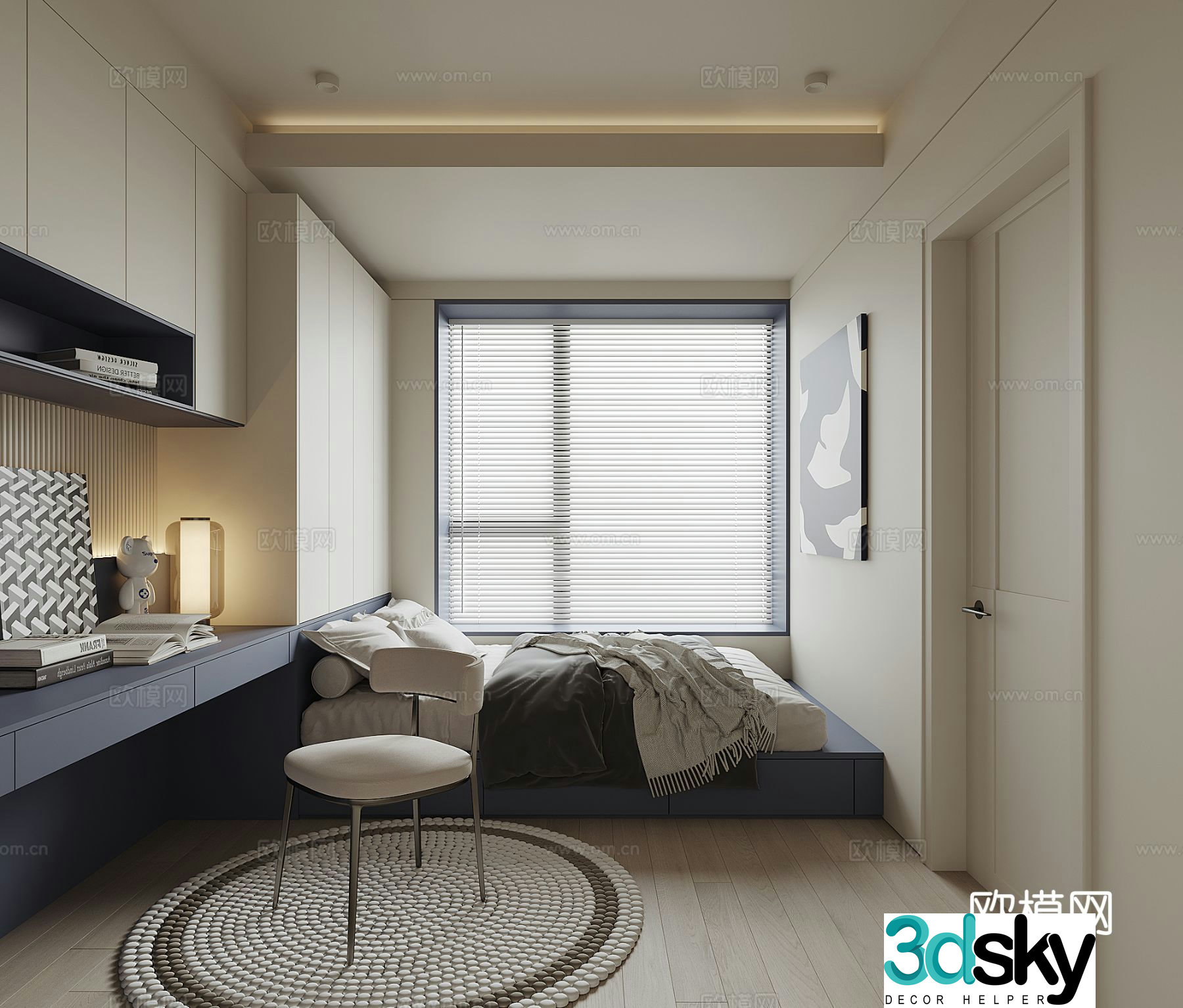 Modern tatami bedroom 3d model