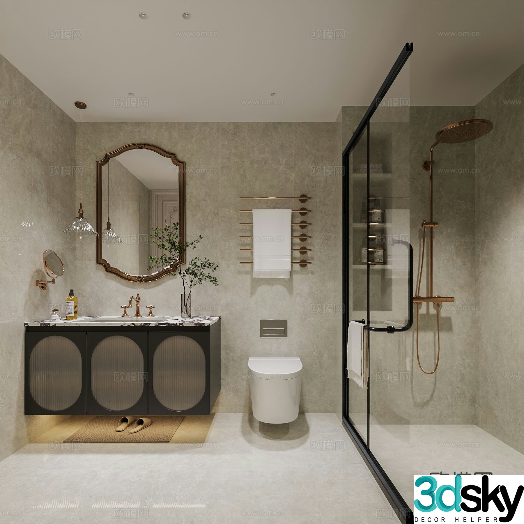 French bathroom bathroom 3d model