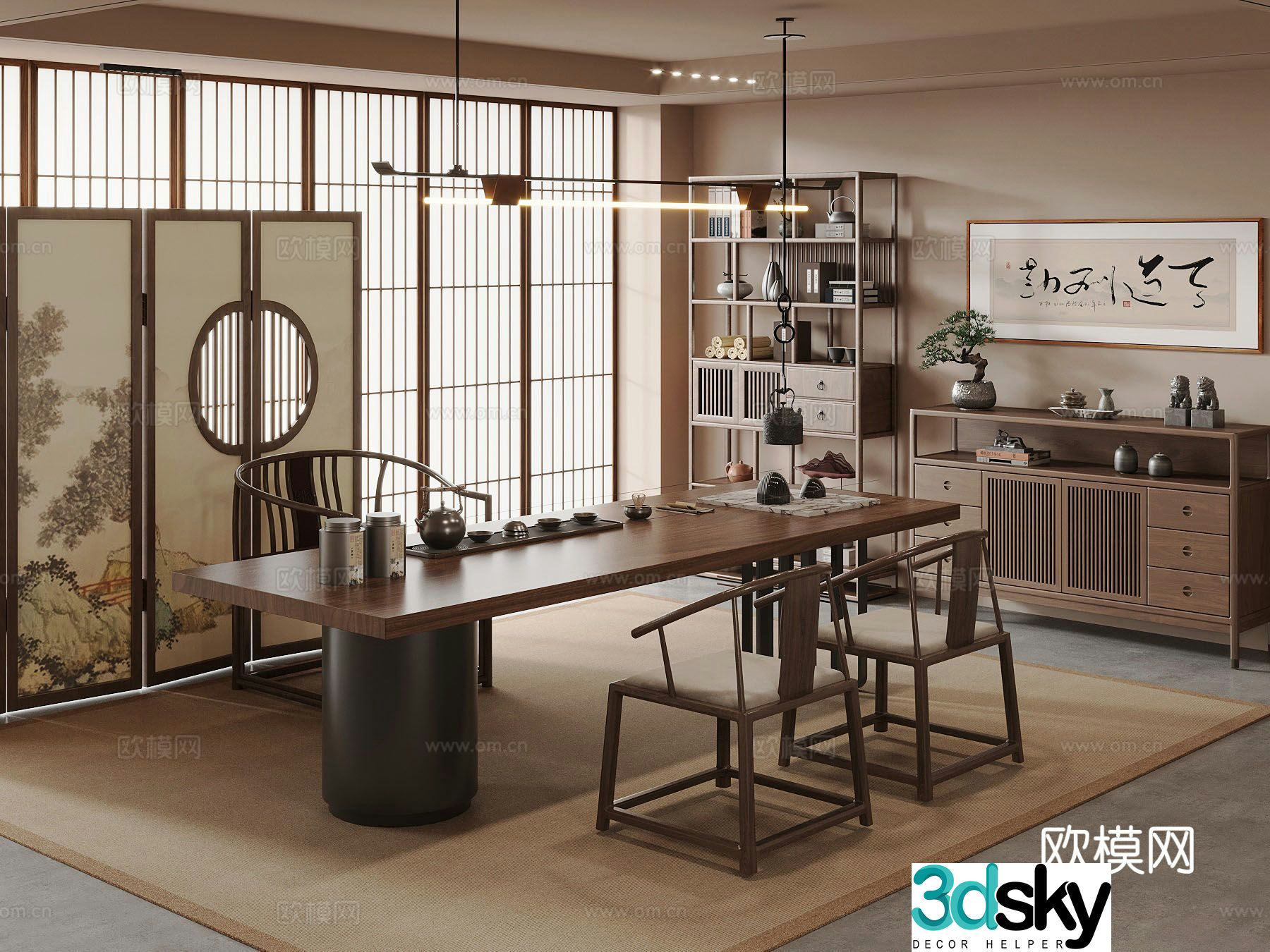 New Chinese tea room 3d model