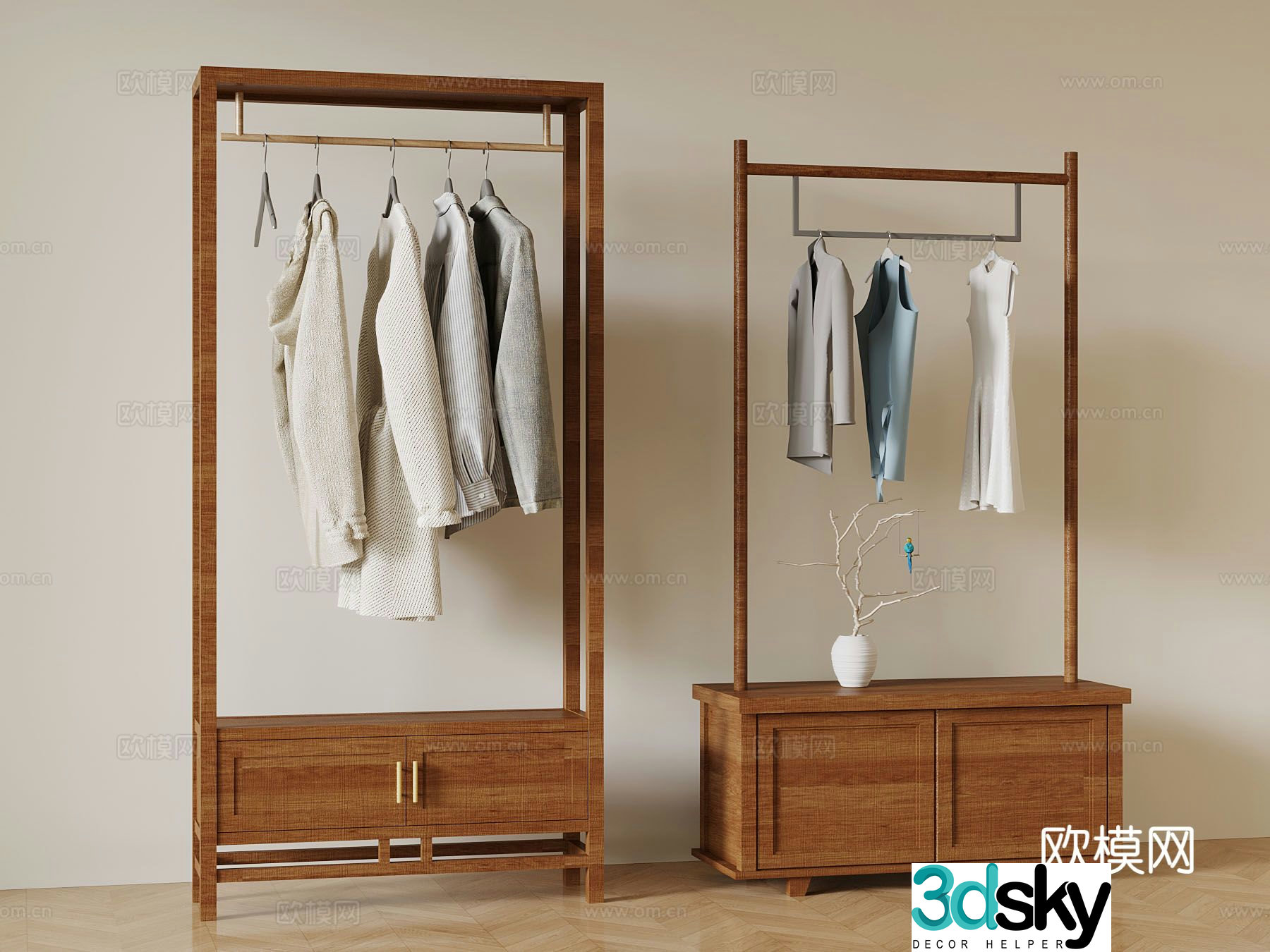 Medieval style clothes hanger wardrobe 3d model