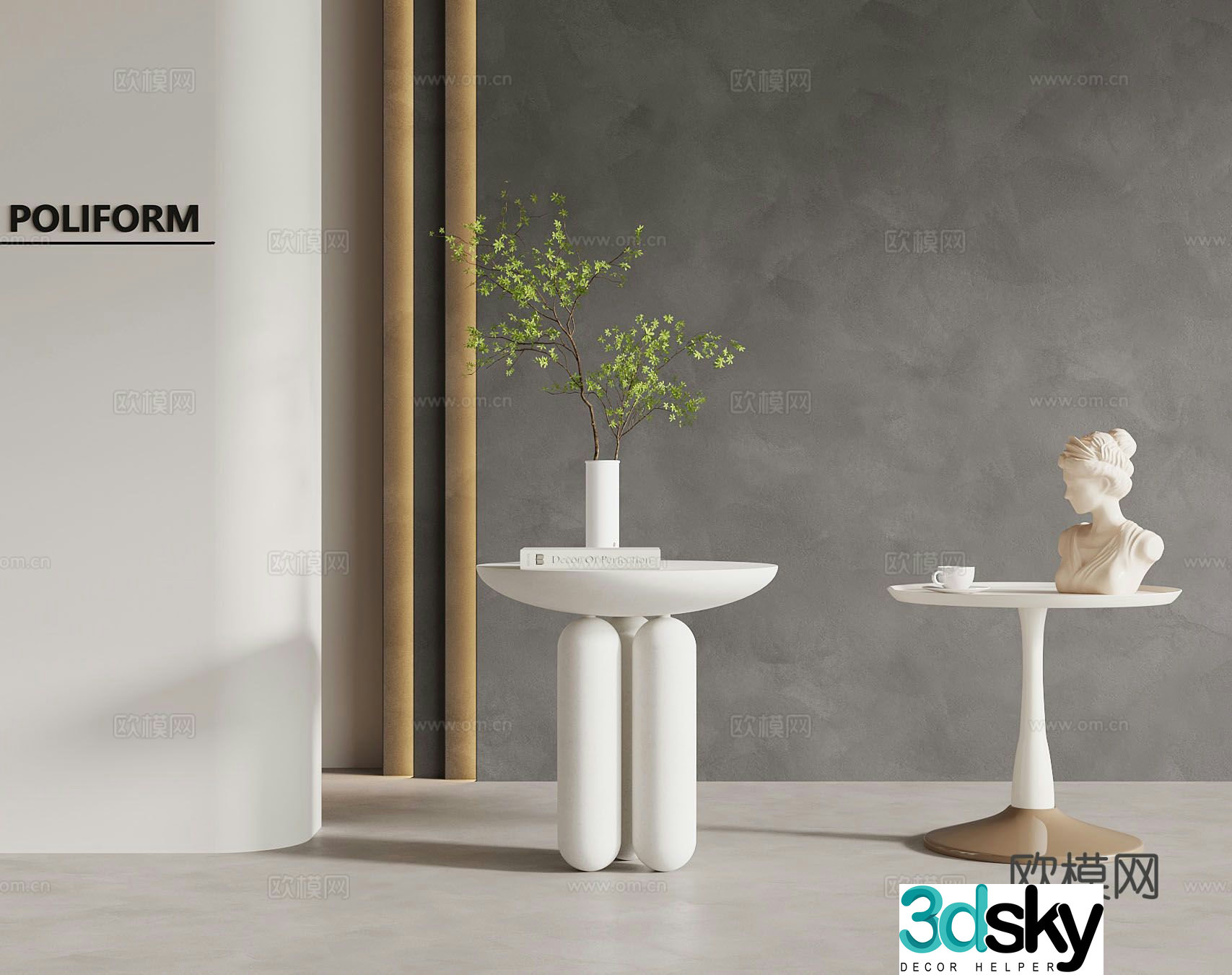 Modern round table side table 3d model