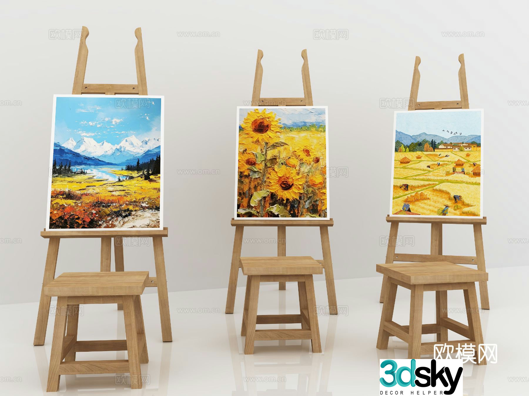 Drawing board easel painting tools 3d model
