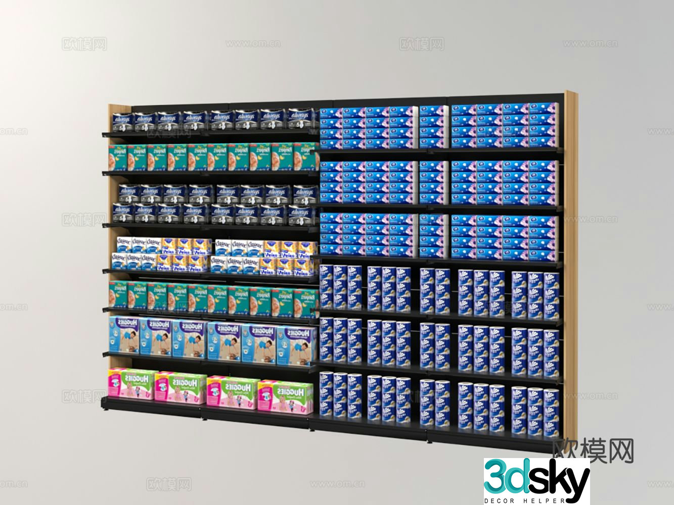 Supermarket shelves showcase shelves 3d model