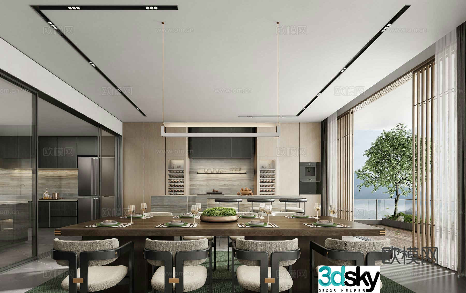 Italian restaurant villa restaurant 3d model