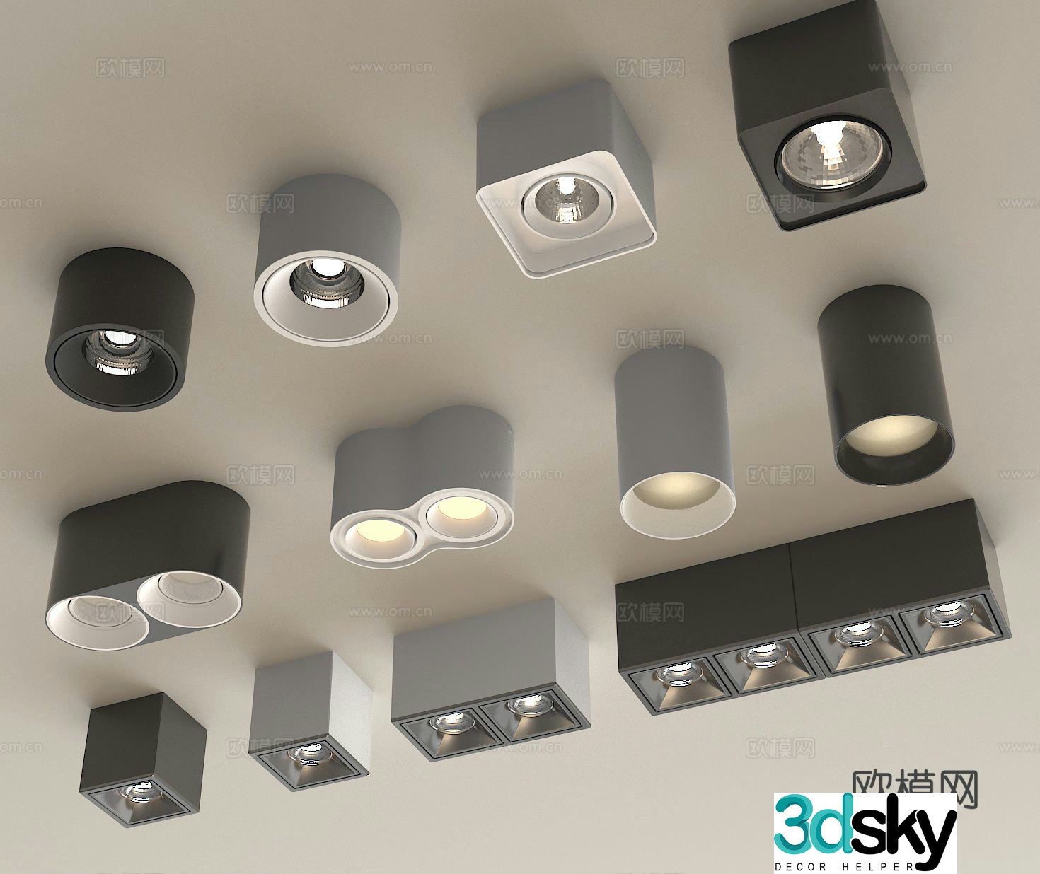 Downlight Spotlight Bull’s Eye Lamp Long Downlight 3d model