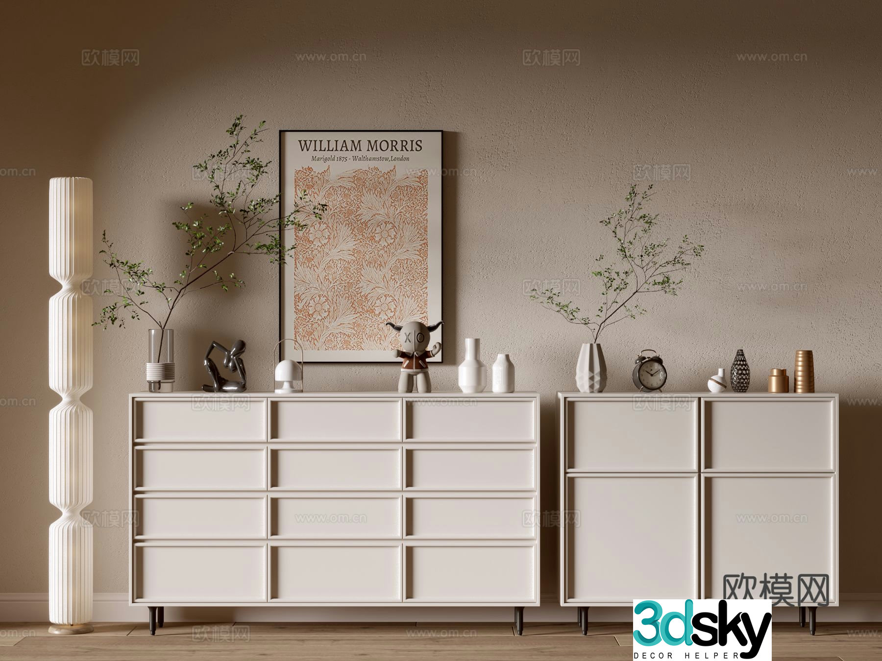 Cream style entrance cabinet 3d model