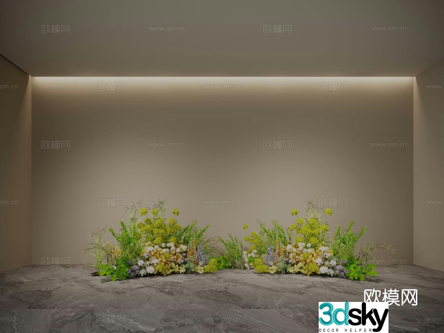 Plant pile wedding floral display hydrangea green plant 3D model