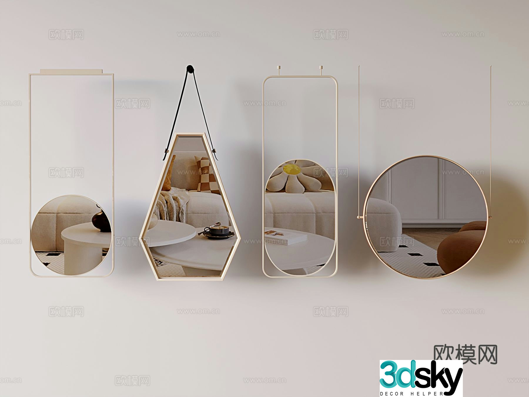 Modern mirror vanity mirror smart vanity mirror hanging mirror 3d model