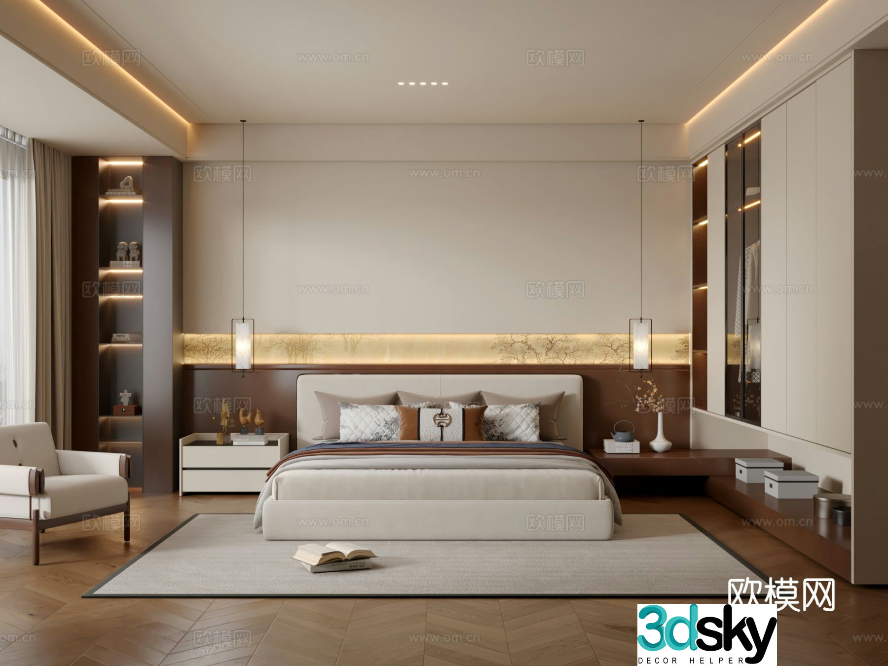 New Chinese style bedroom master bedroom 3d model
