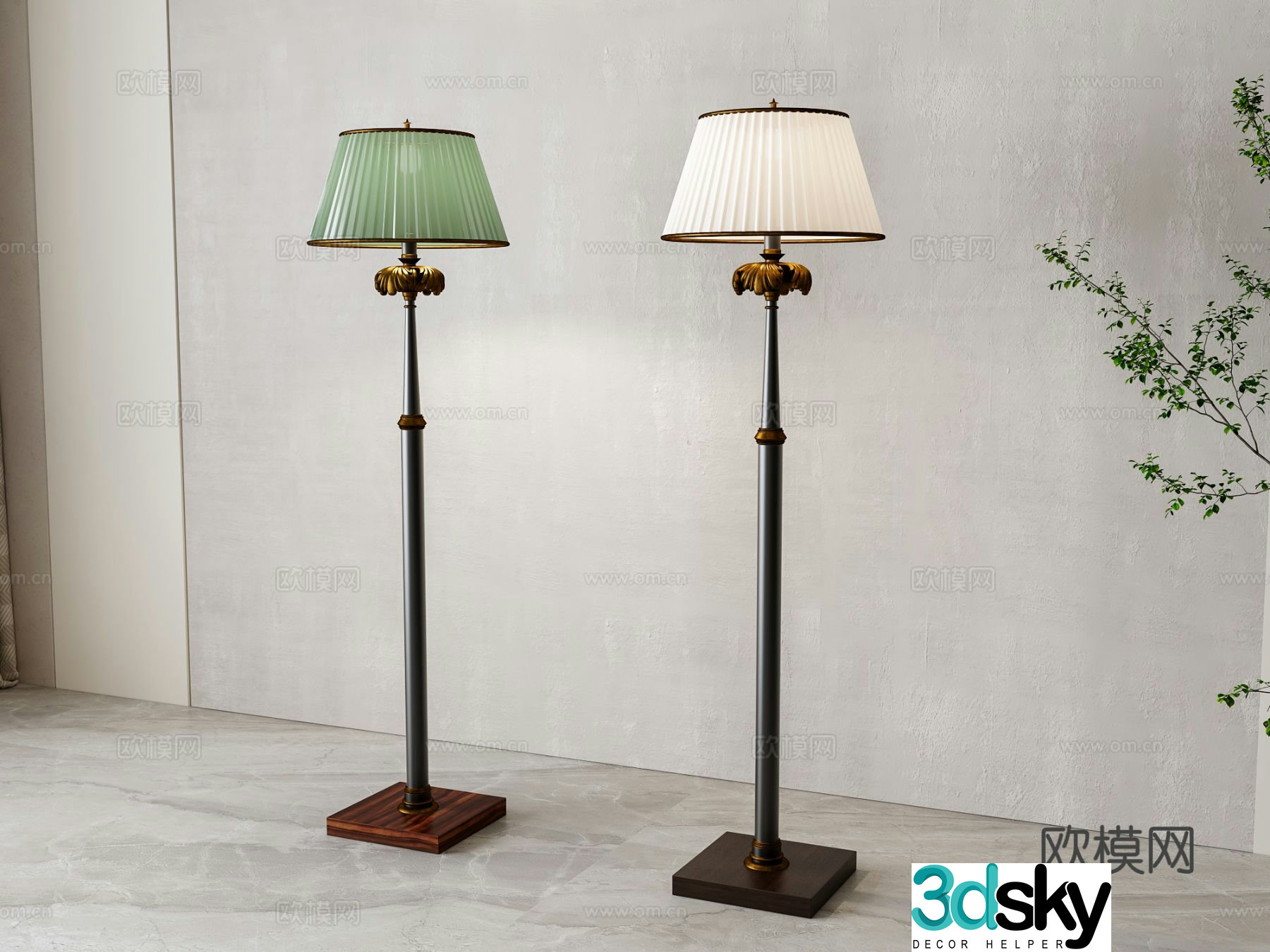 American floor lamp 3d model