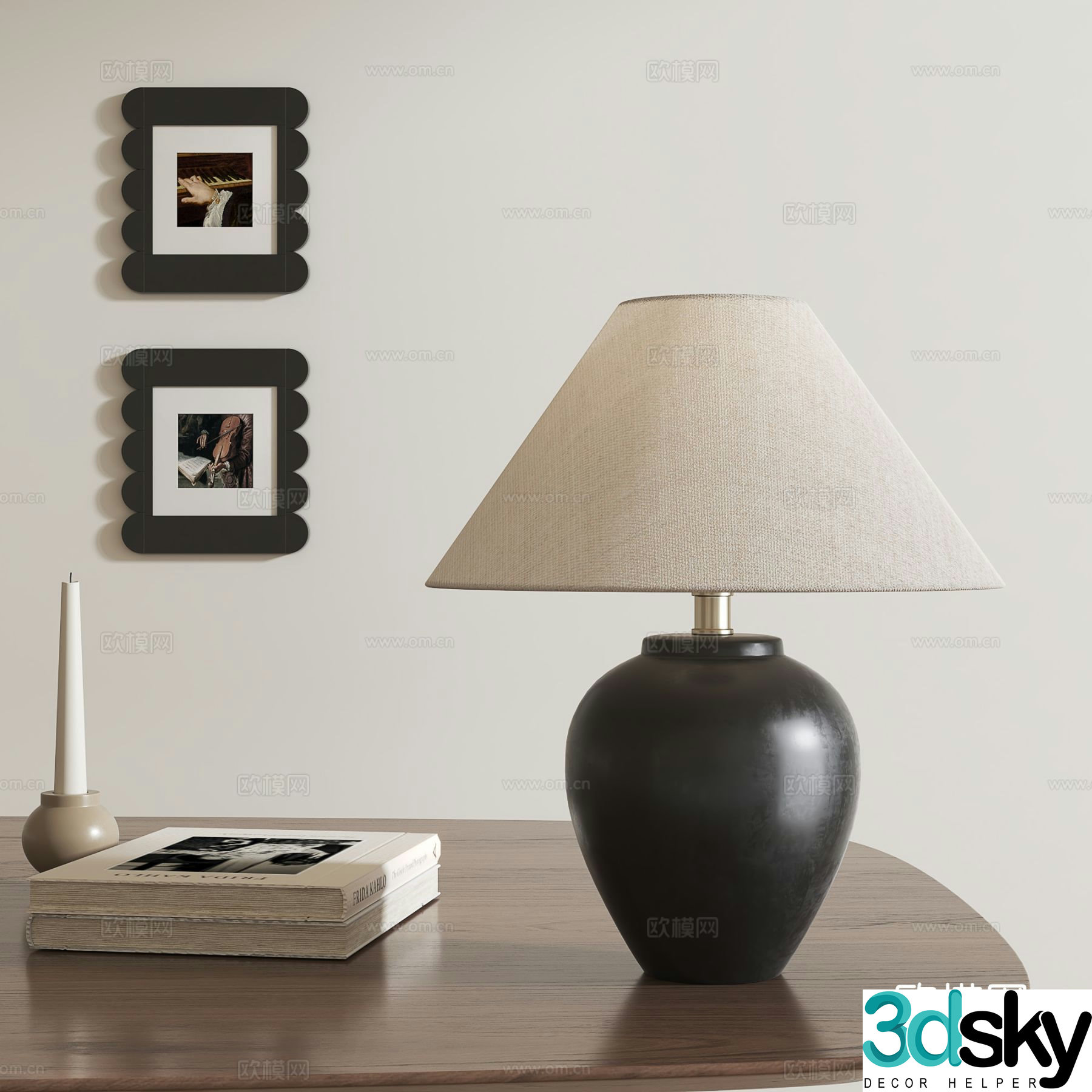 Medieval style desk lamp 3d model