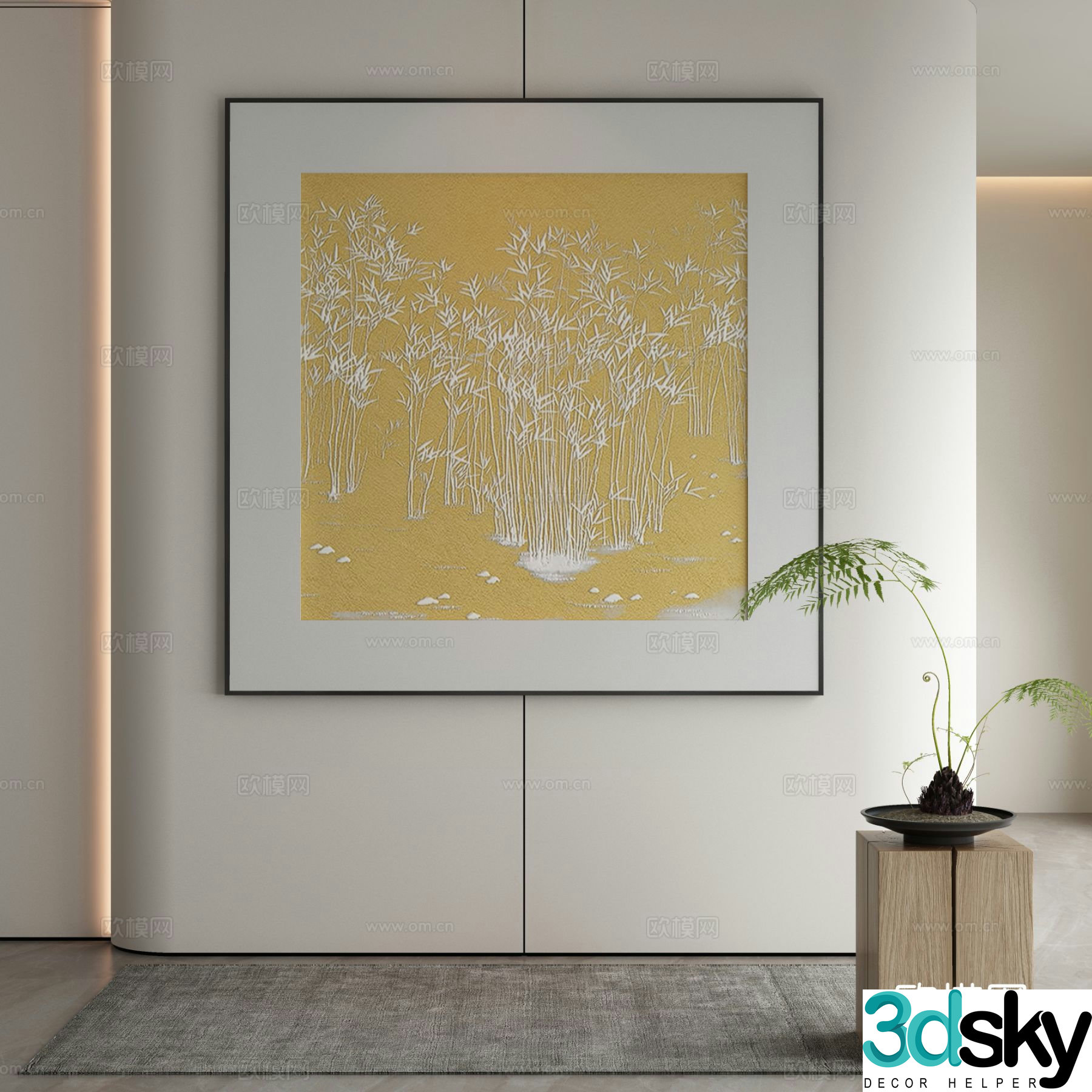 New Chinese texture painting decorative painting 3D model