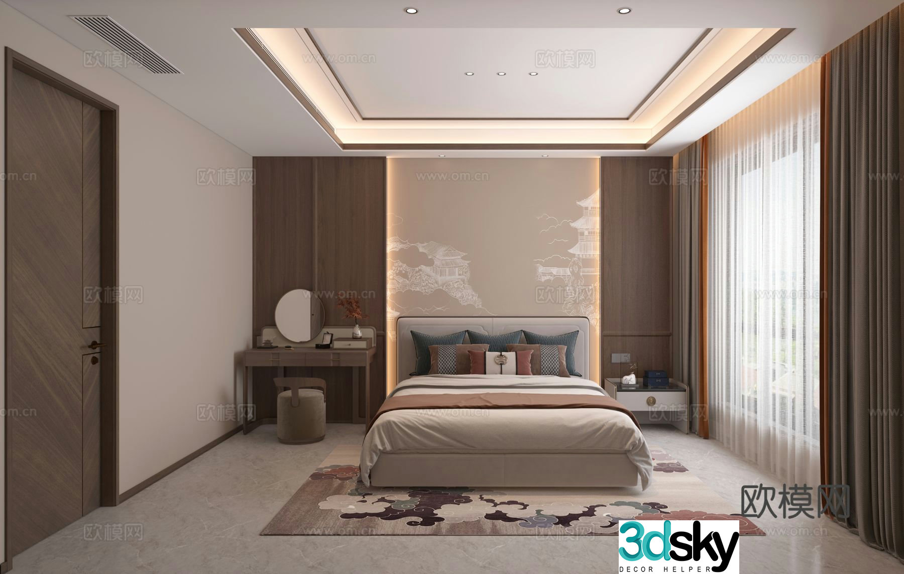 New Chinese style bedroom master bedroom 3d model