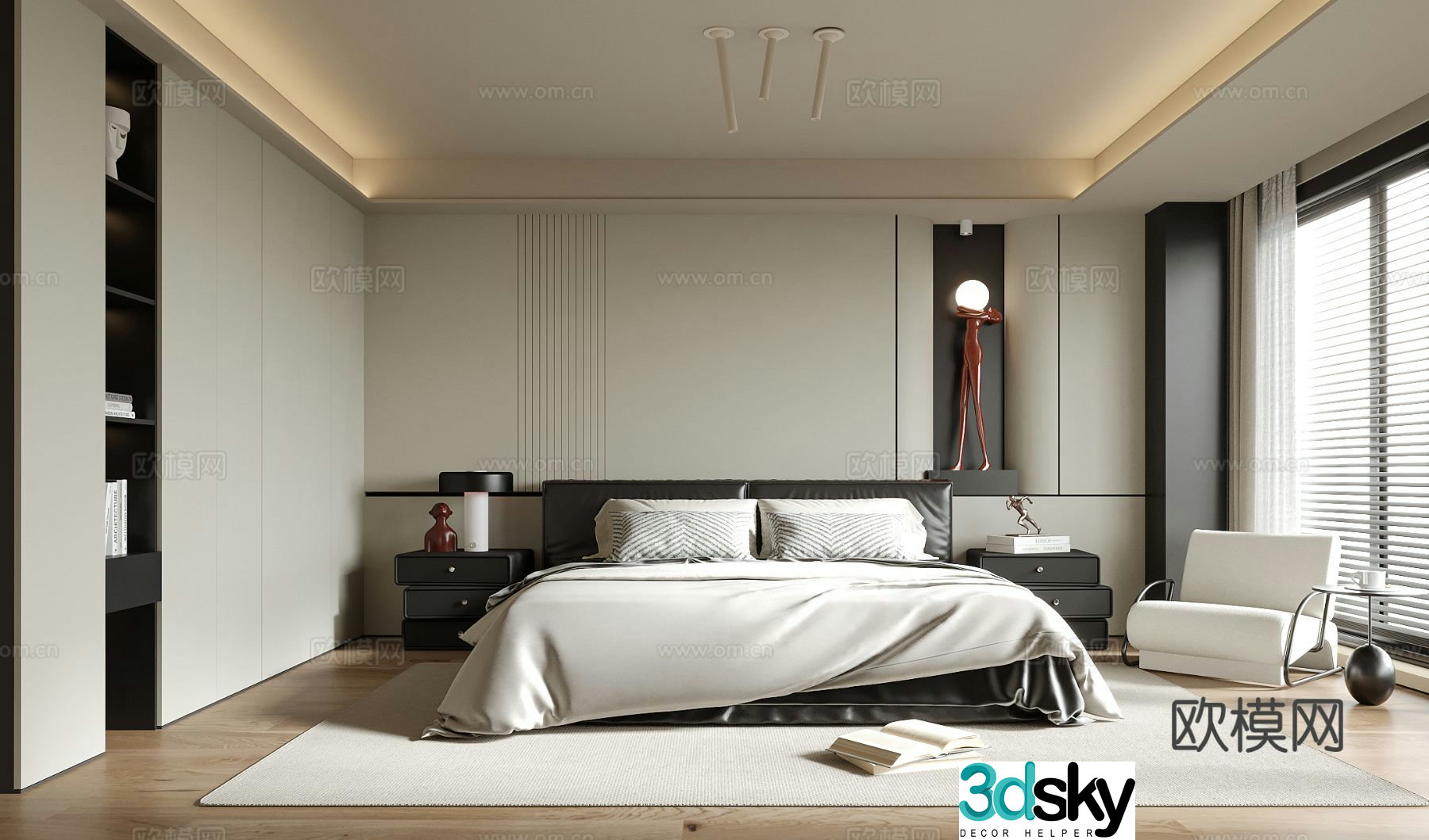Modern bedroom master bedroom 3d model