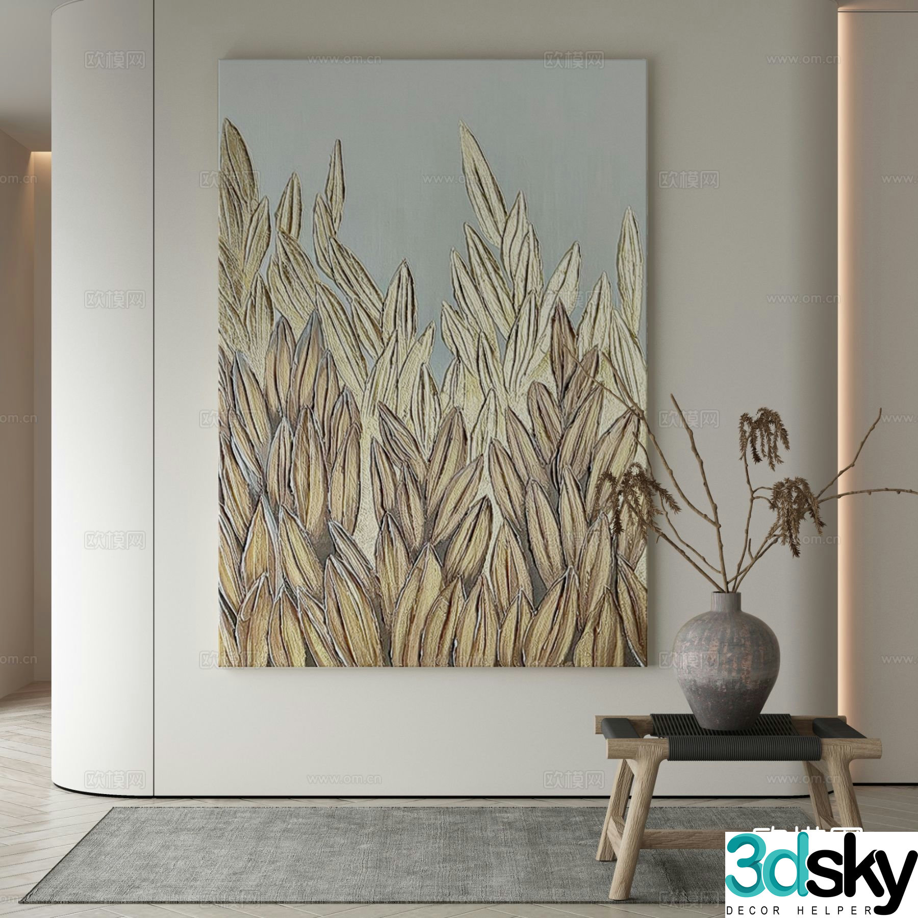 Modern decorative painting plant hanging painting 3d model