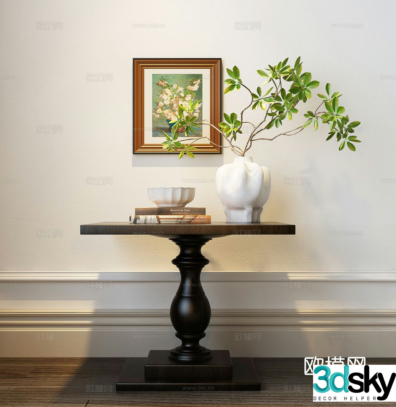 American style end view table 3D model