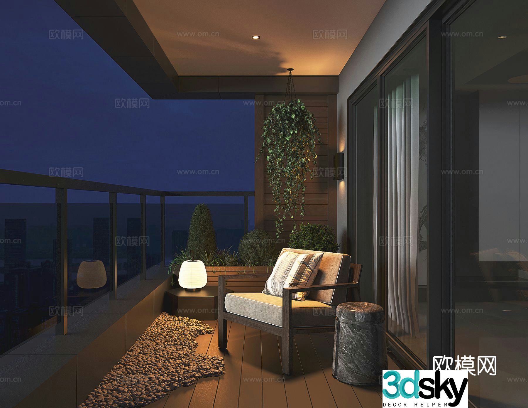 Modern home balcony 3d model