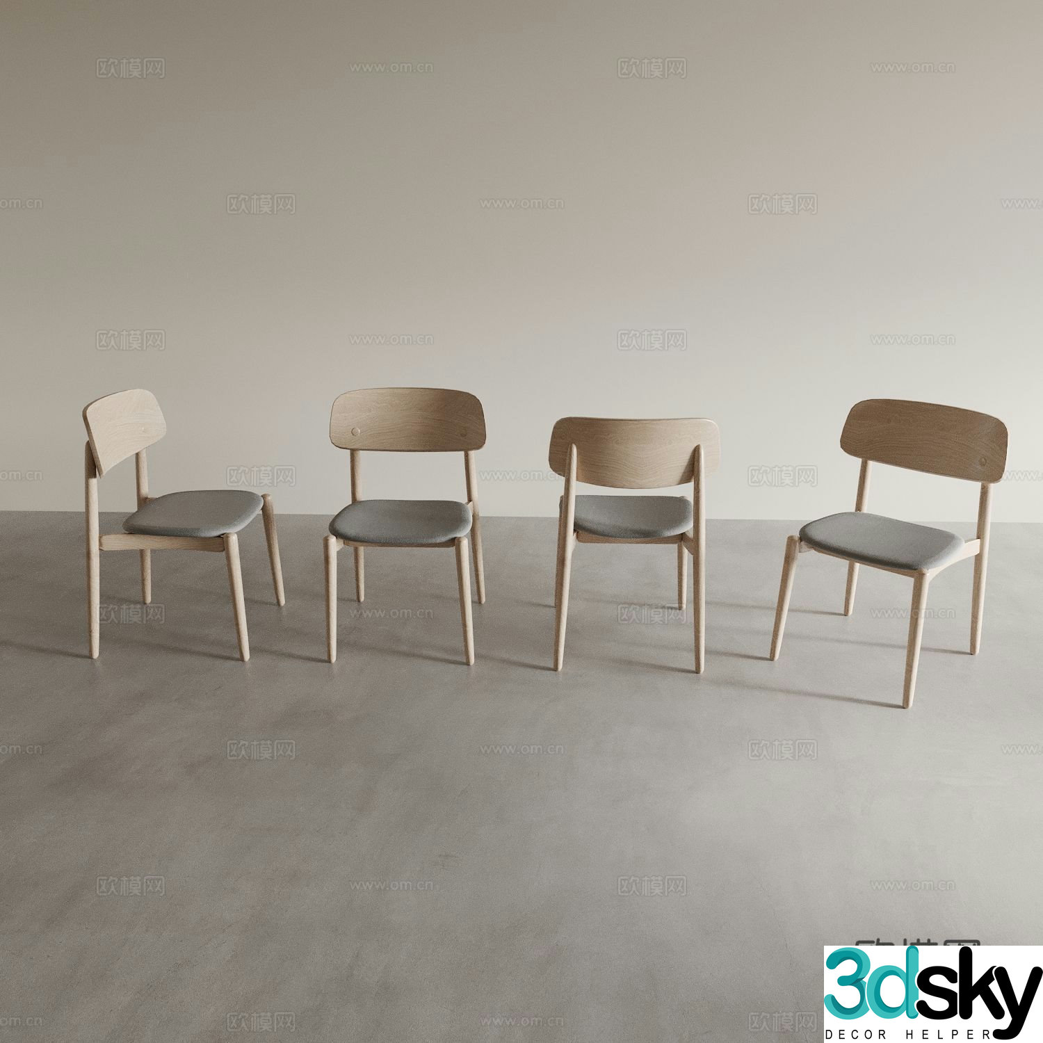 Dining chair tea chair coffee chair dressing chair 3d model