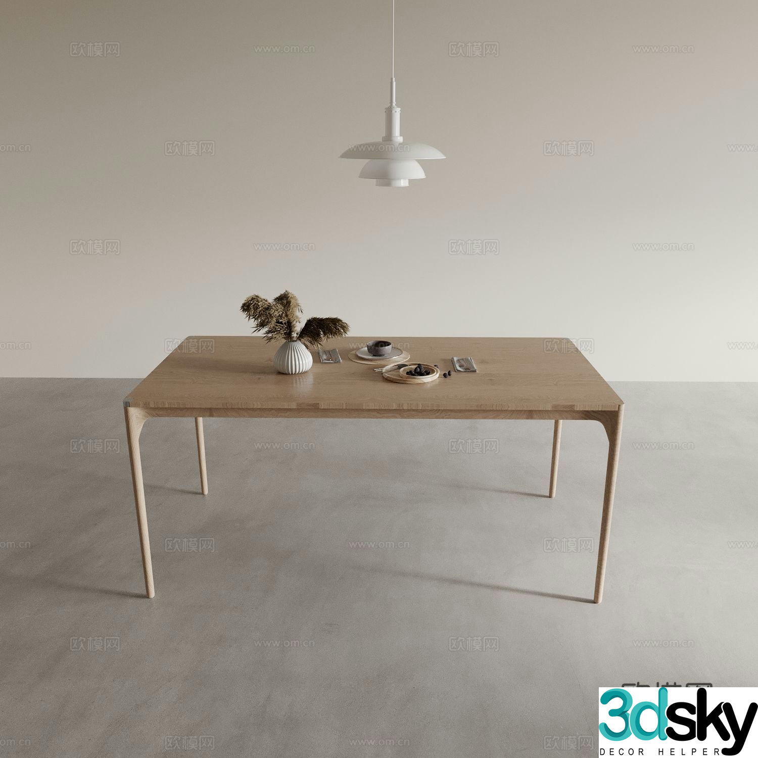 Dining table long table square table 3d model