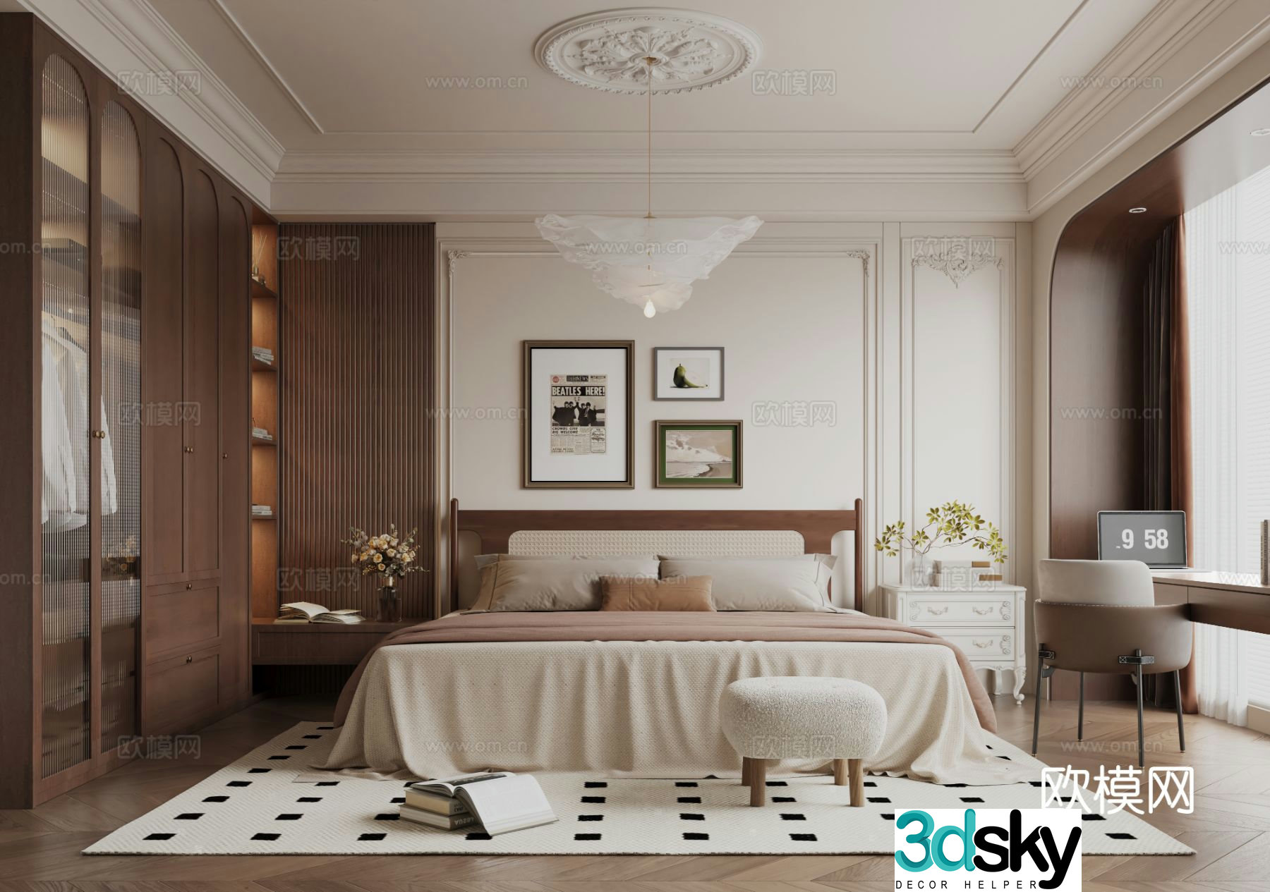 Medieval style bedroom master bedroom 3d model