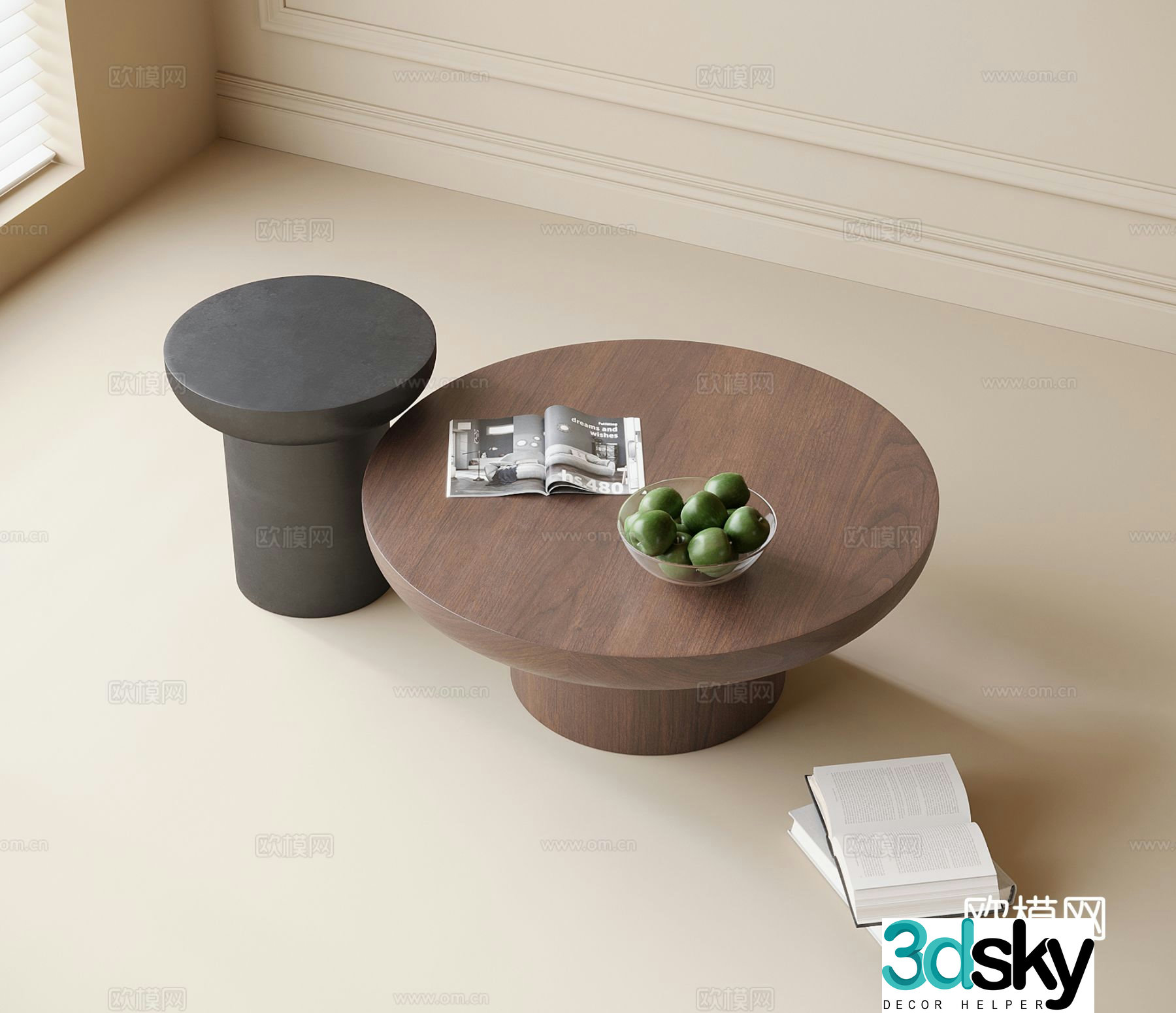 Modern double coffee table 3d model