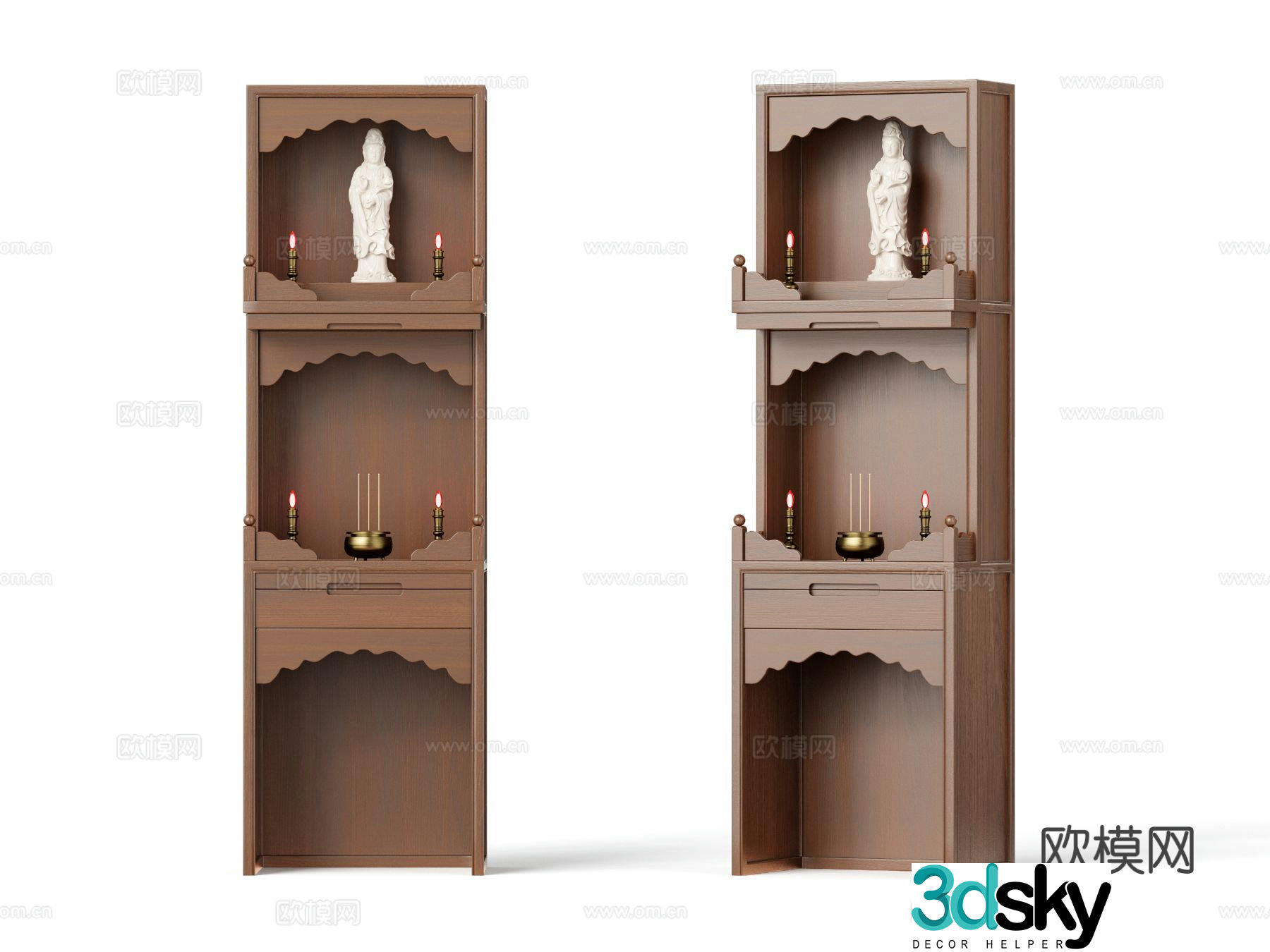 New Chinese style Buddhist niche cabinet 3D model