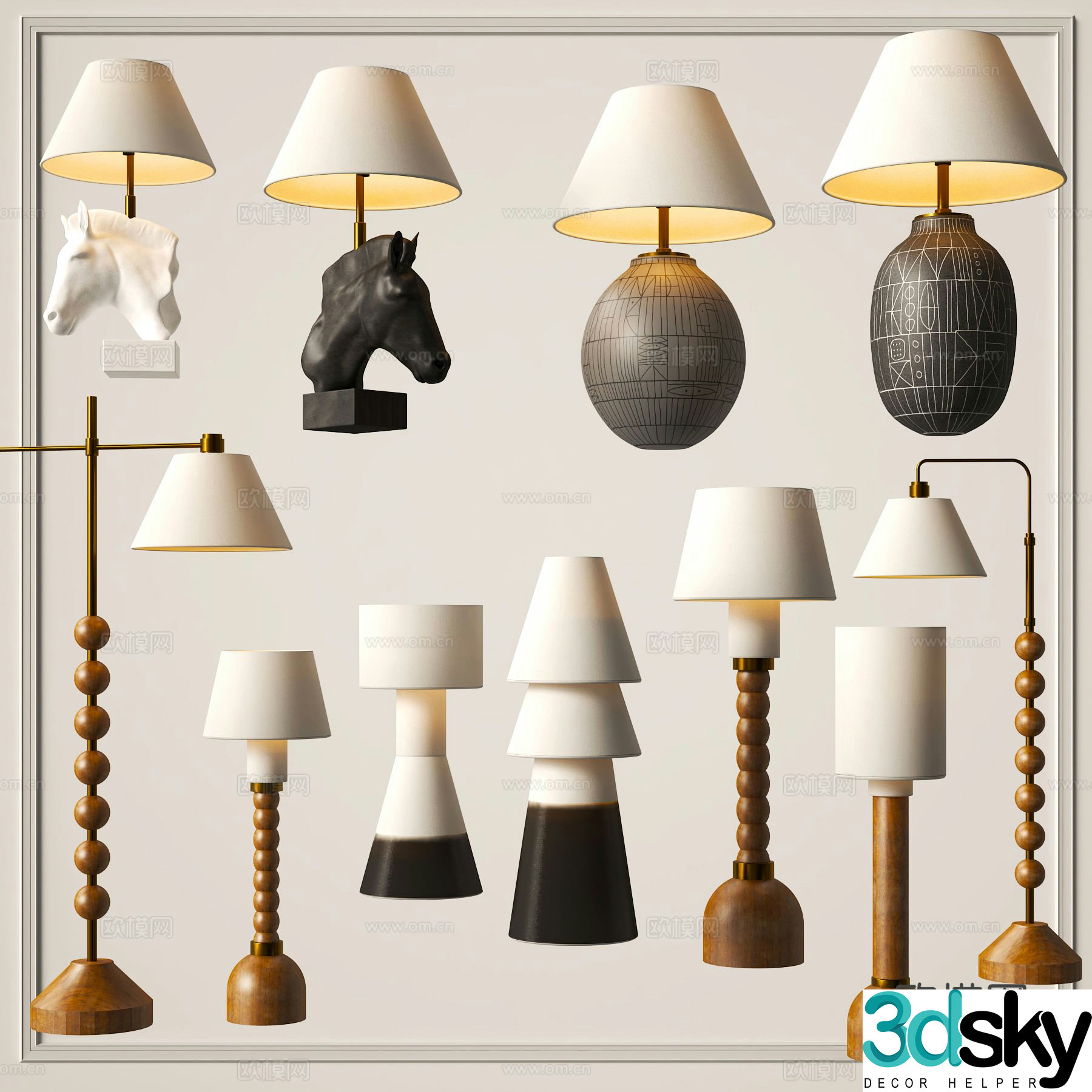 Medieval style desk lamp 3d model