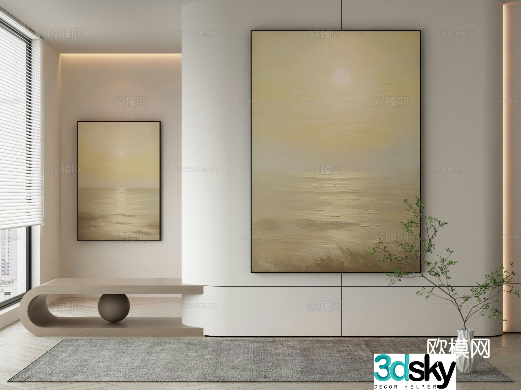 Wabi-sabi painting decorative painting texture painting hanging painting 3D model
