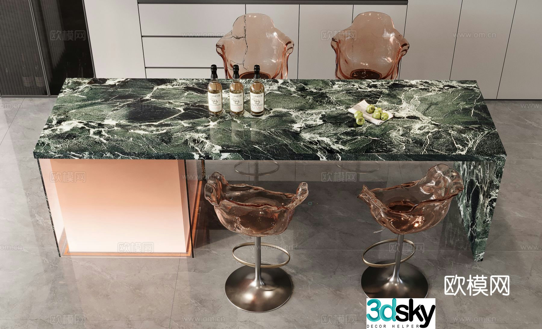 Light luxury bar bar chair 3D model