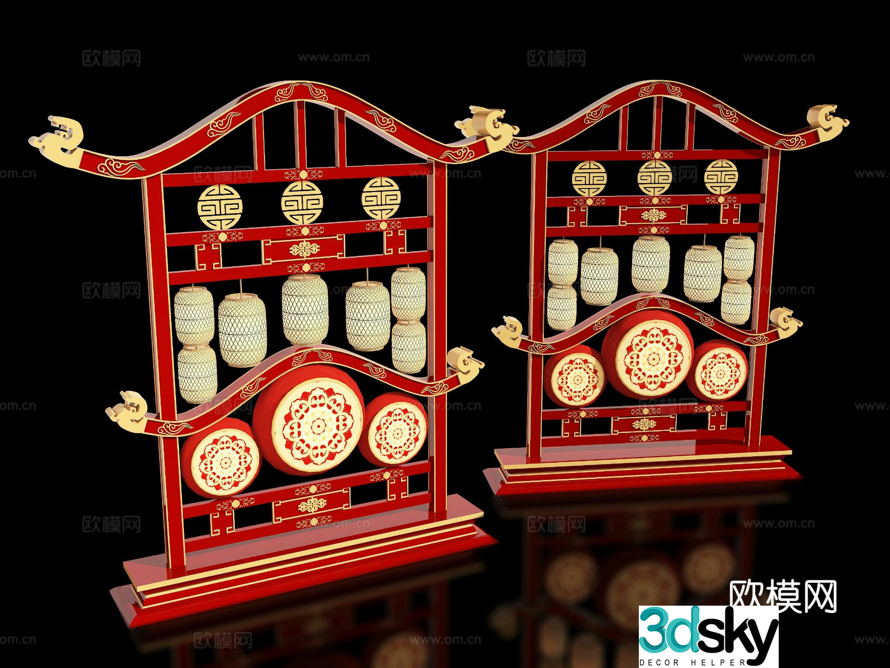 New Chinese style display outdoor installation ancient style lantern 3D model