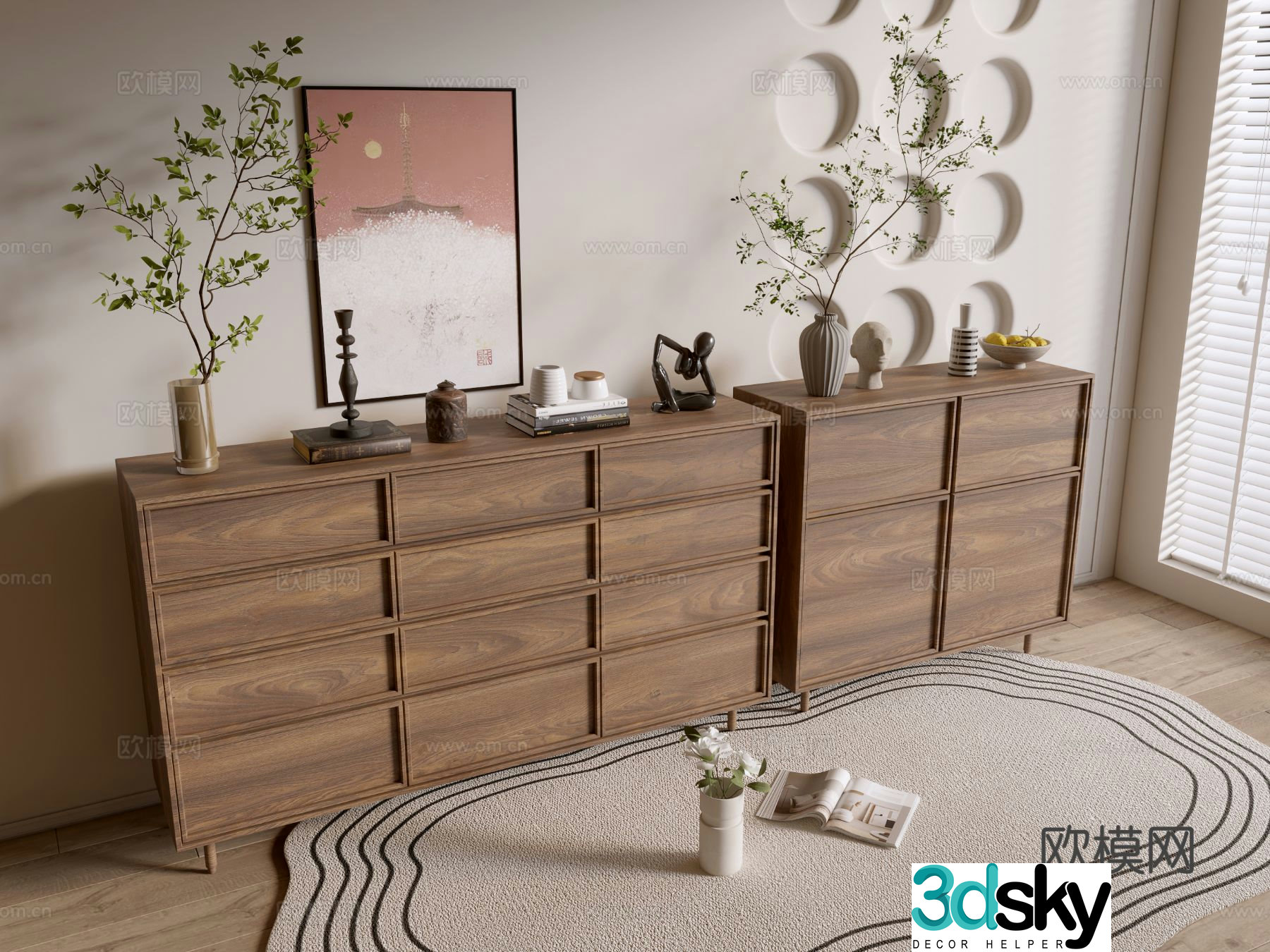 Medieval style chest of drawers 3D model