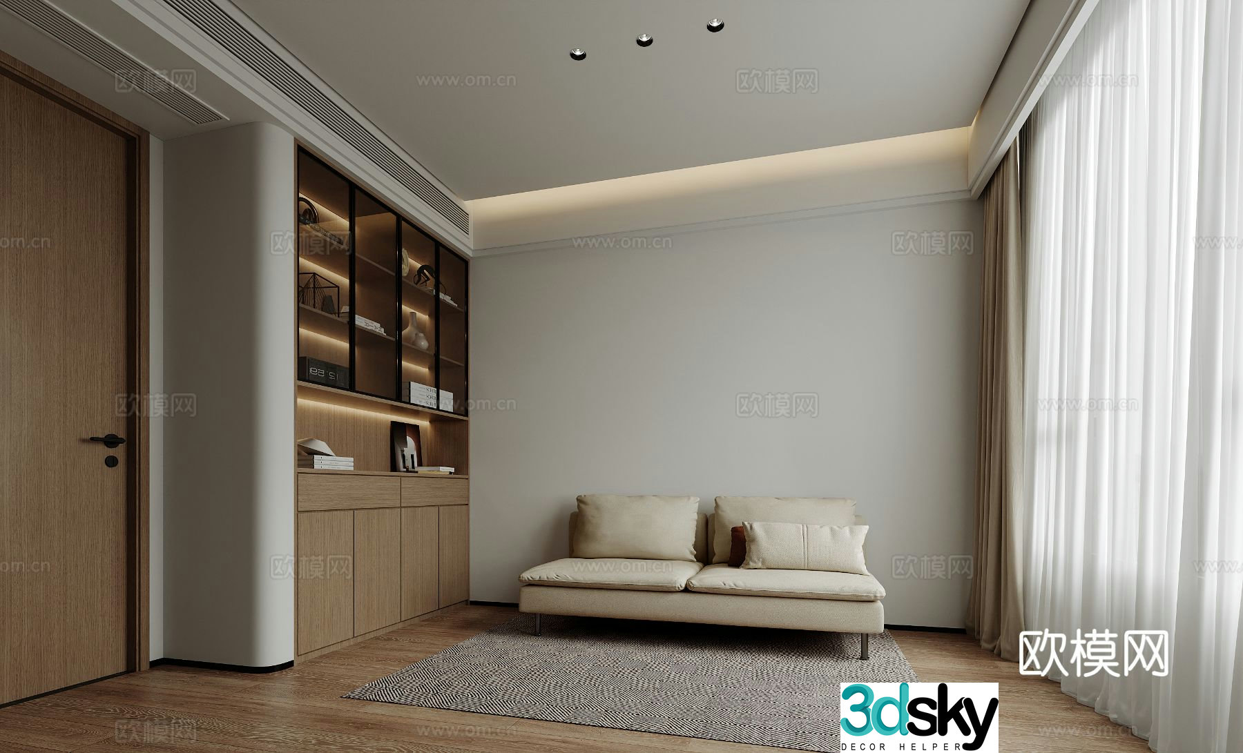Modern study room 3d model