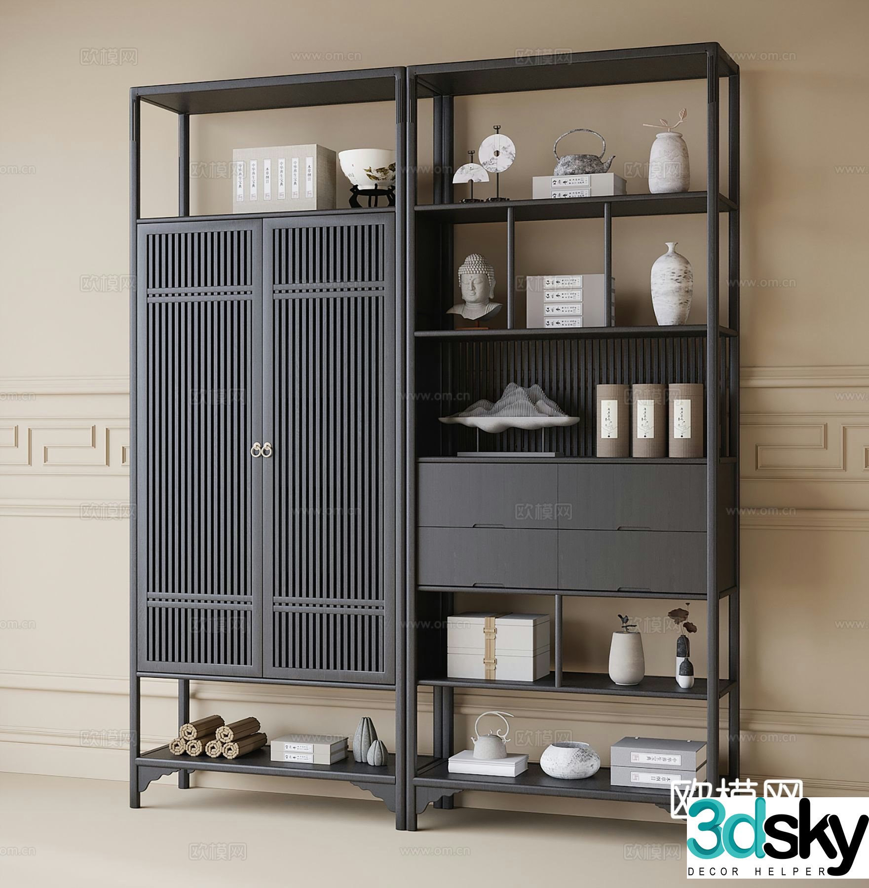 Chinese style Bogu rack display rack 3D model