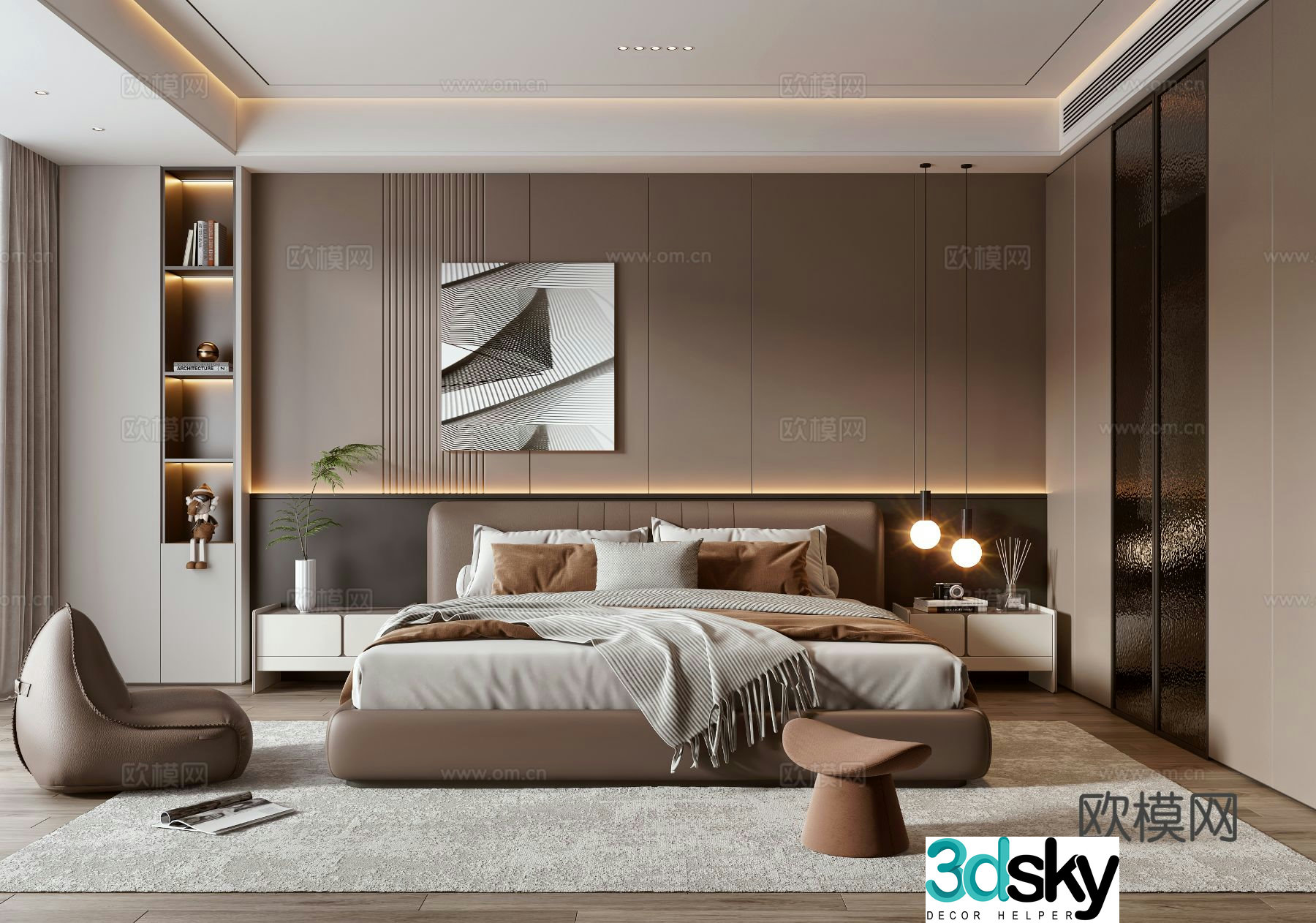 Italian style bedroom master bedroom 3d model